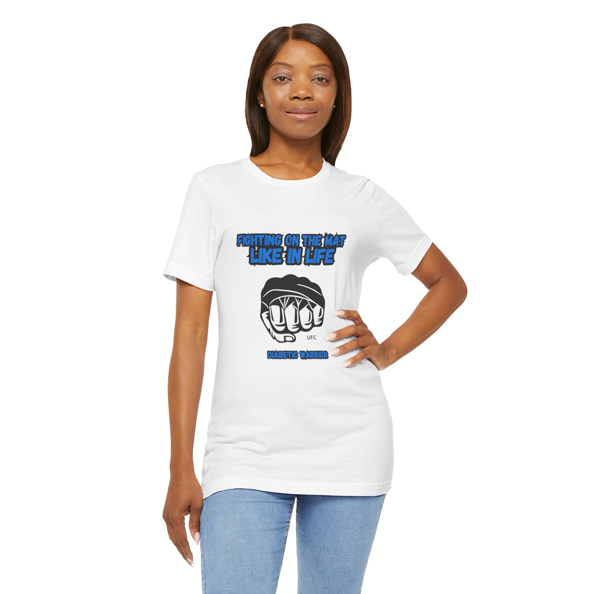 The Diabuddies Store Diabetes Awareness & UFC - Unisex Tee Diabetes Awareness & UFC - Unisex Tee: "Fighting on the Mat like in Life. Diabetic Warrior." Conquer every challenge with this powerful unisex tee. T-Shirts $30.27