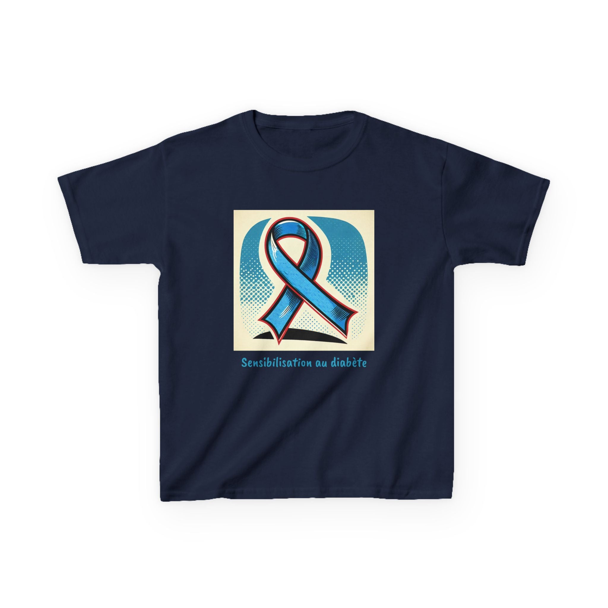 Diabetes Blue Ribbon (French) - Kids Tee The Diabuddies Store T-Shirts $19.22
