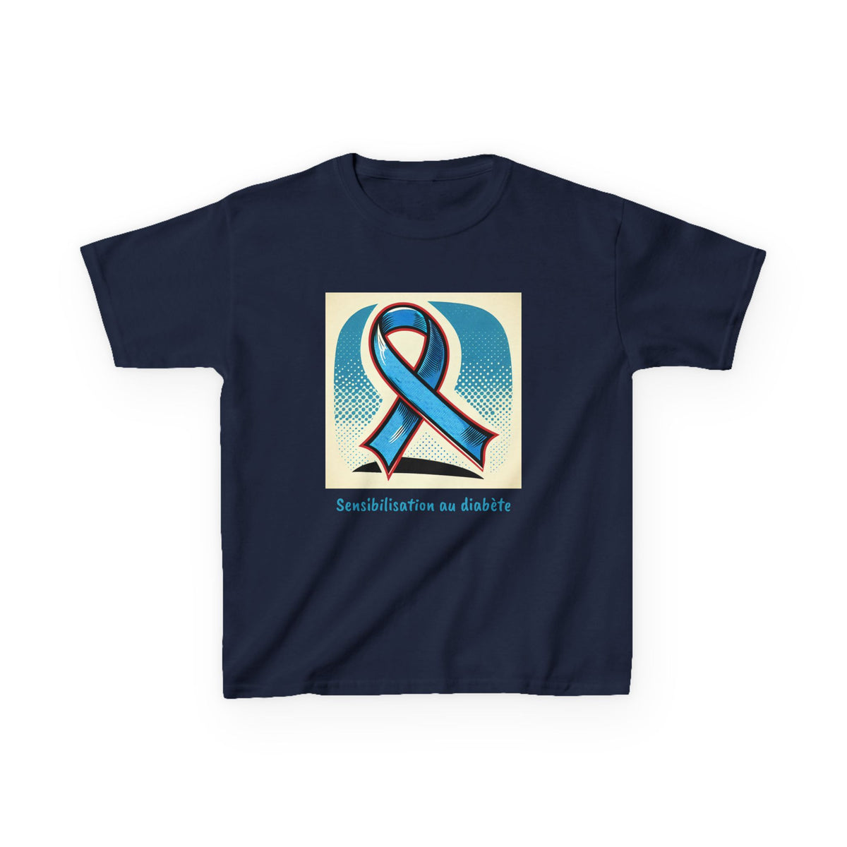 Diabetes Blue Ribbon (French) - Kids Tee The Diabuddies Store T-Shirts $19.22