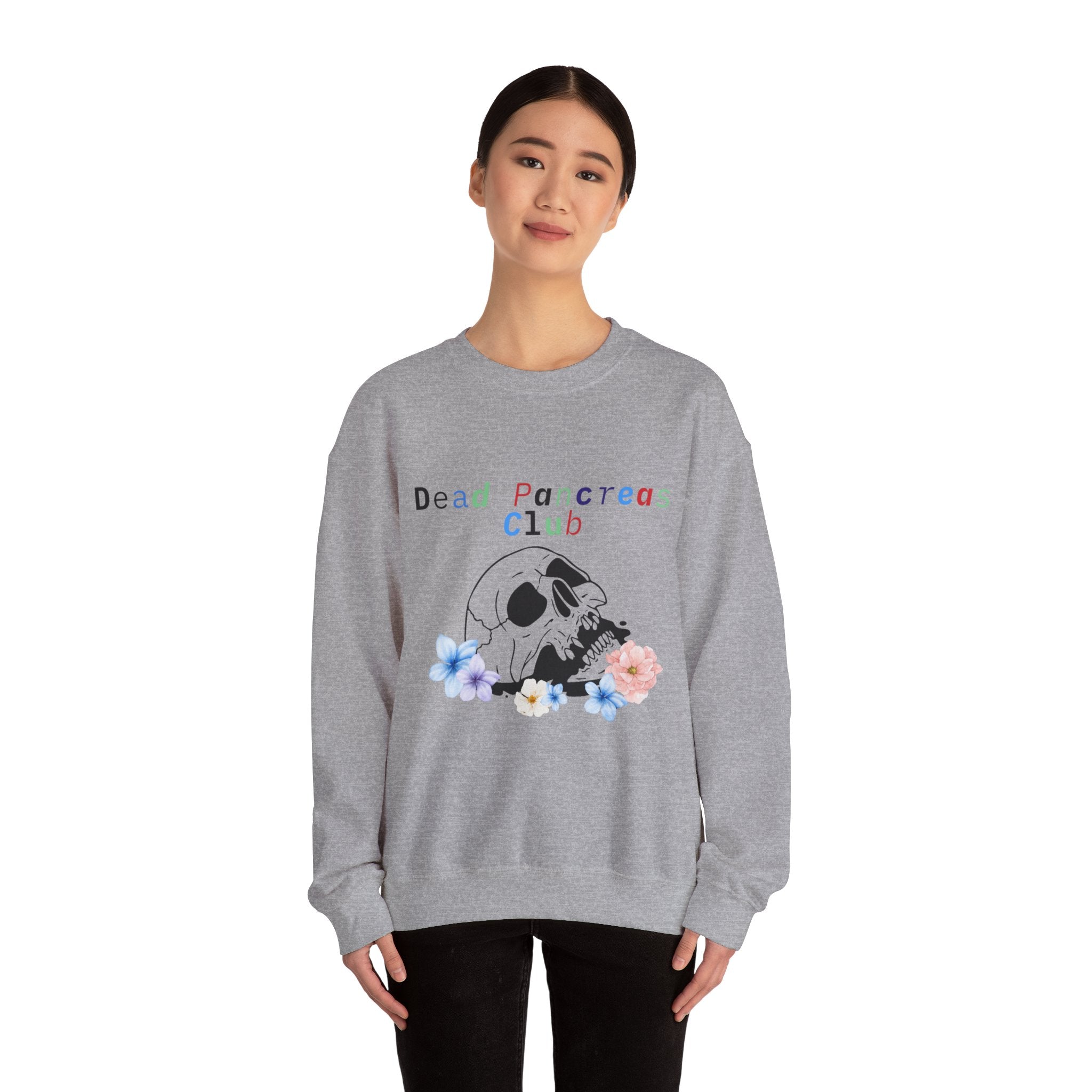 Skull & Flowers, Dead Pancreas Club - Unisex Sweatshirt The Diabuddies Store Sweatshirts $35.70
