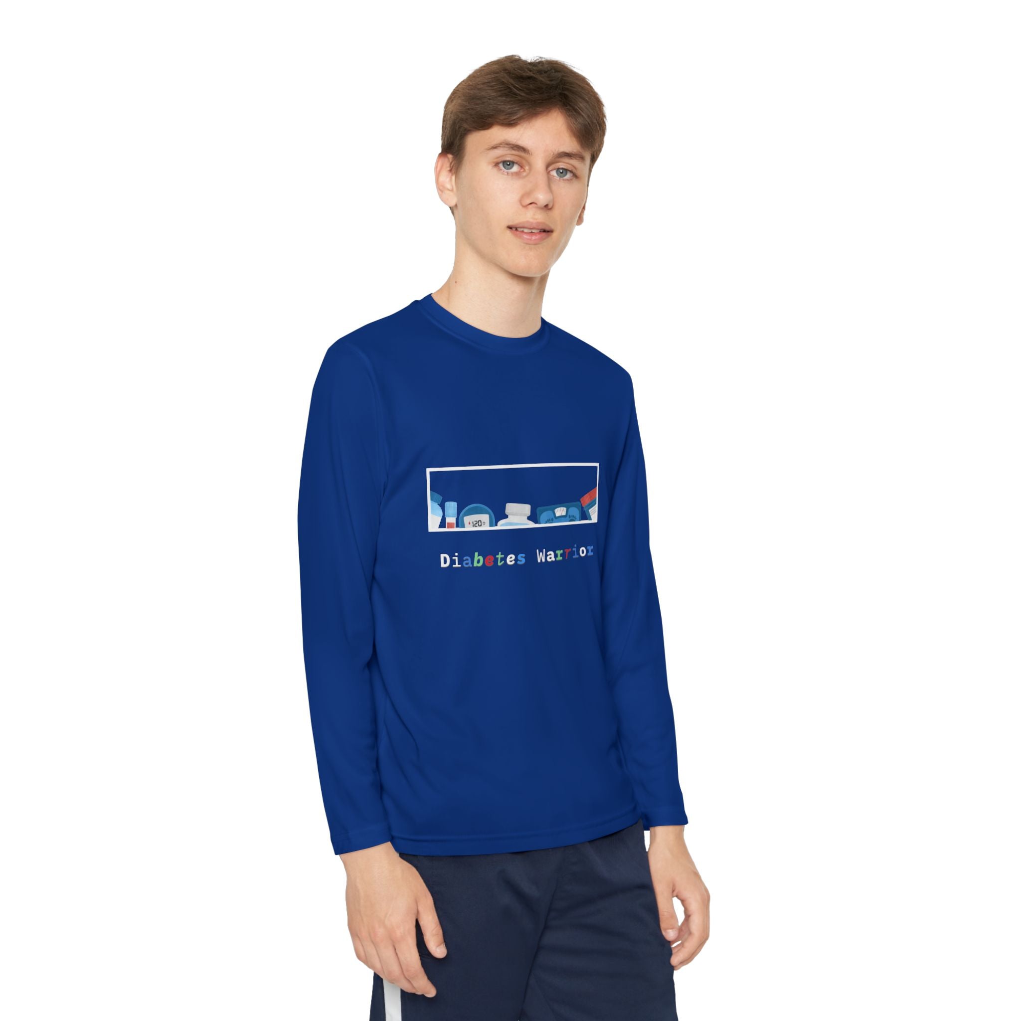Diabetes Warrior w/supplies - Youth Longsleeve Tee The Diabuddies Store T-Shirts $23.44