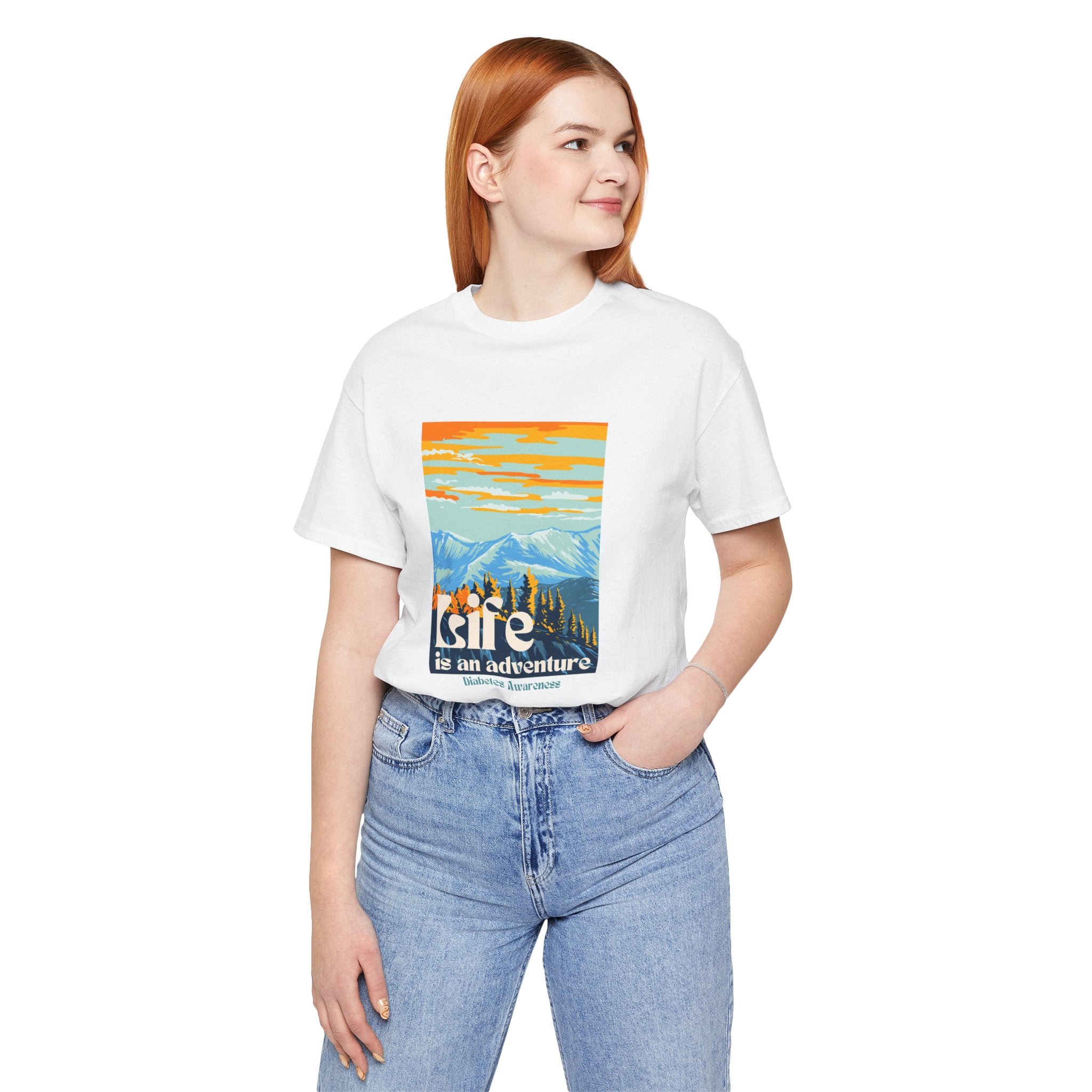 The Diabuddies Store Life is an Adventure, Mountains - Unisex Tee Life is an Adventure, Mountains - Unisex Tee: Soul in the outdoors? This tee's for you! Embrace nature's call, from peaks to trails. Your adventure starts here. T-Shirts $22.50