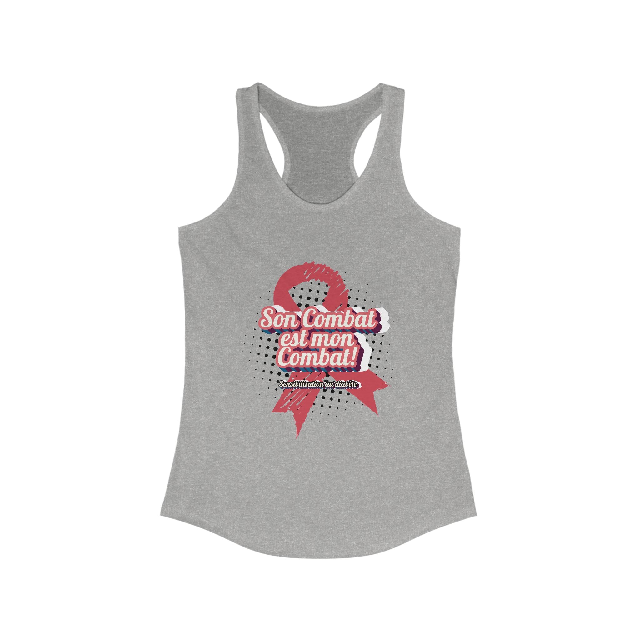 Her fight is my Fight! (French in Pink) Racerback Tank The Diabuddies Store Tank Tops $19.96