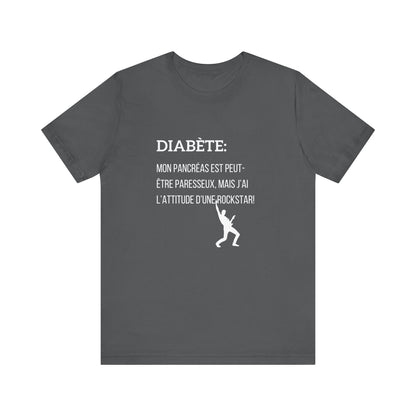 Lazy Pancreas, Rockstar Attitude (French) - Unisex Tee The Diabuddies Store T-Shirts $22.50