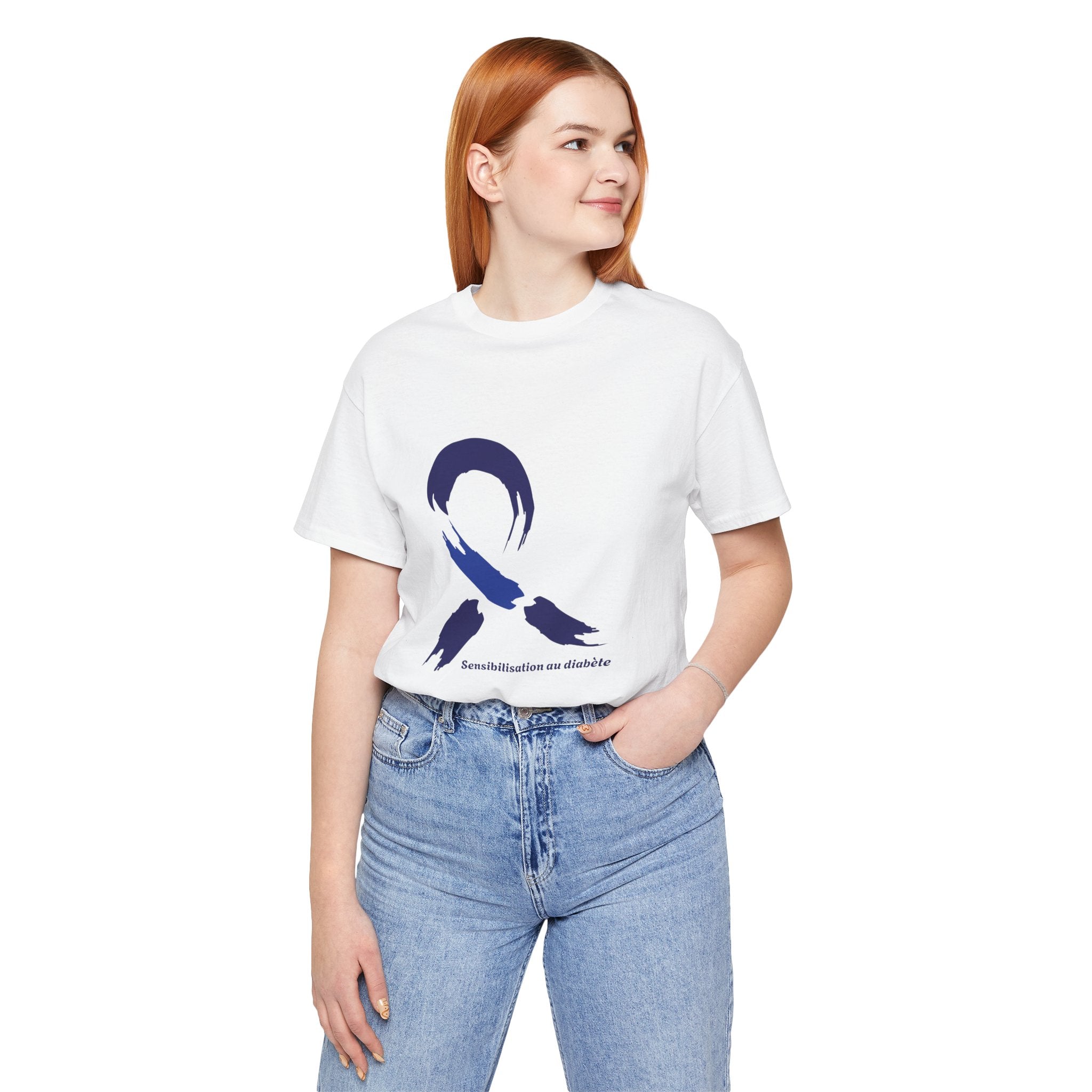 Diabetes Awareness Blue Ribbon (French) Unisex Tee The Diabuddies Store T-Shirts $30.27
