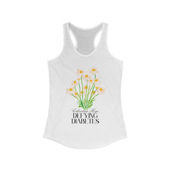 The Diabuddies Store Cultivating Hope, Defying Diabetes - Racerback Tank Cultivating Hope, Defying Diabetes - Racerback Tank: Wear your message of strength! Our "Cultivating Hope, Defying Diabetes" Unisex Tee is more than just a comfortable shirt; it's a