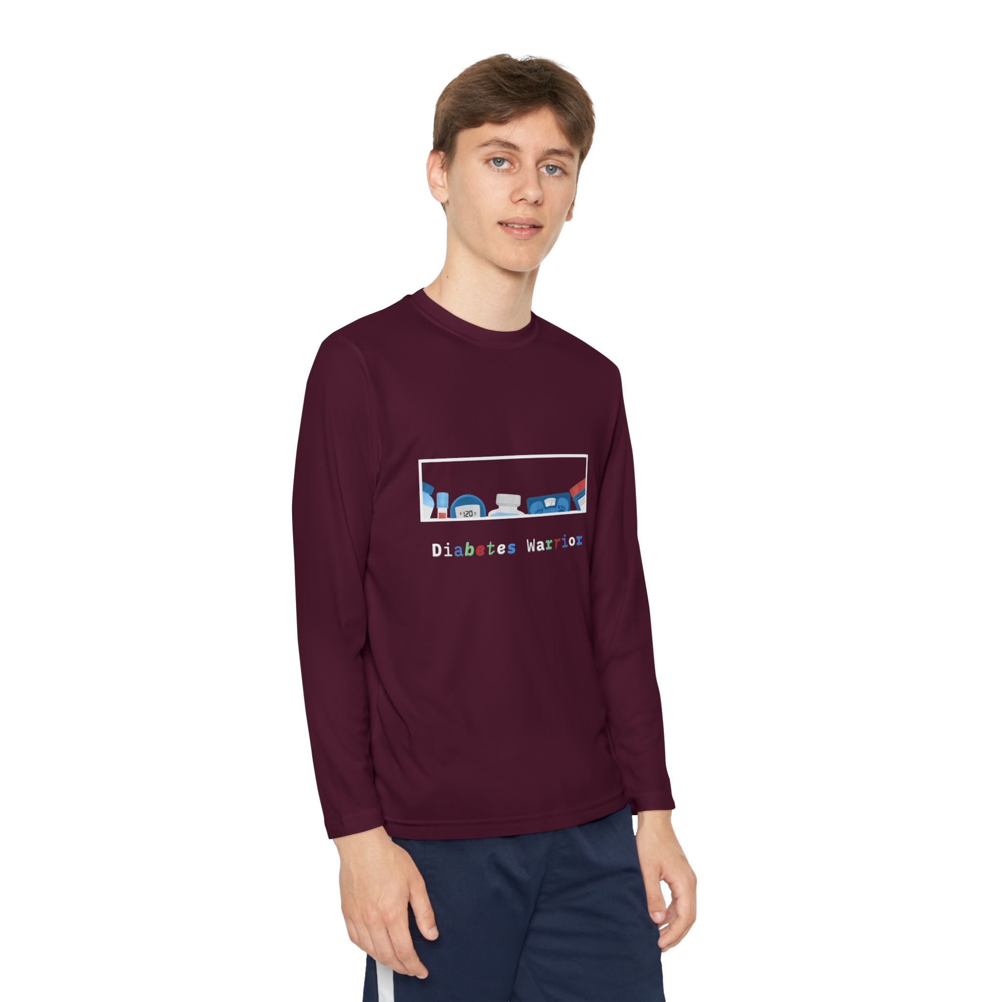 Diabetes Warrior w/supplies - Youth Longsleeve Tee The Diabuddies Store T-Shirts $23.44