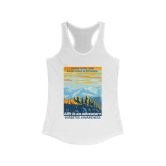 The Diabuddies Store Life is an Adventure, highs & lows - Racerback Tank Life is an Adventure, highs & lows - Racerback Tank: Embrace every twist and turn of your journey with our Diabetes: Life is an Adventure - Racerback Tank. Designed for comfort and s