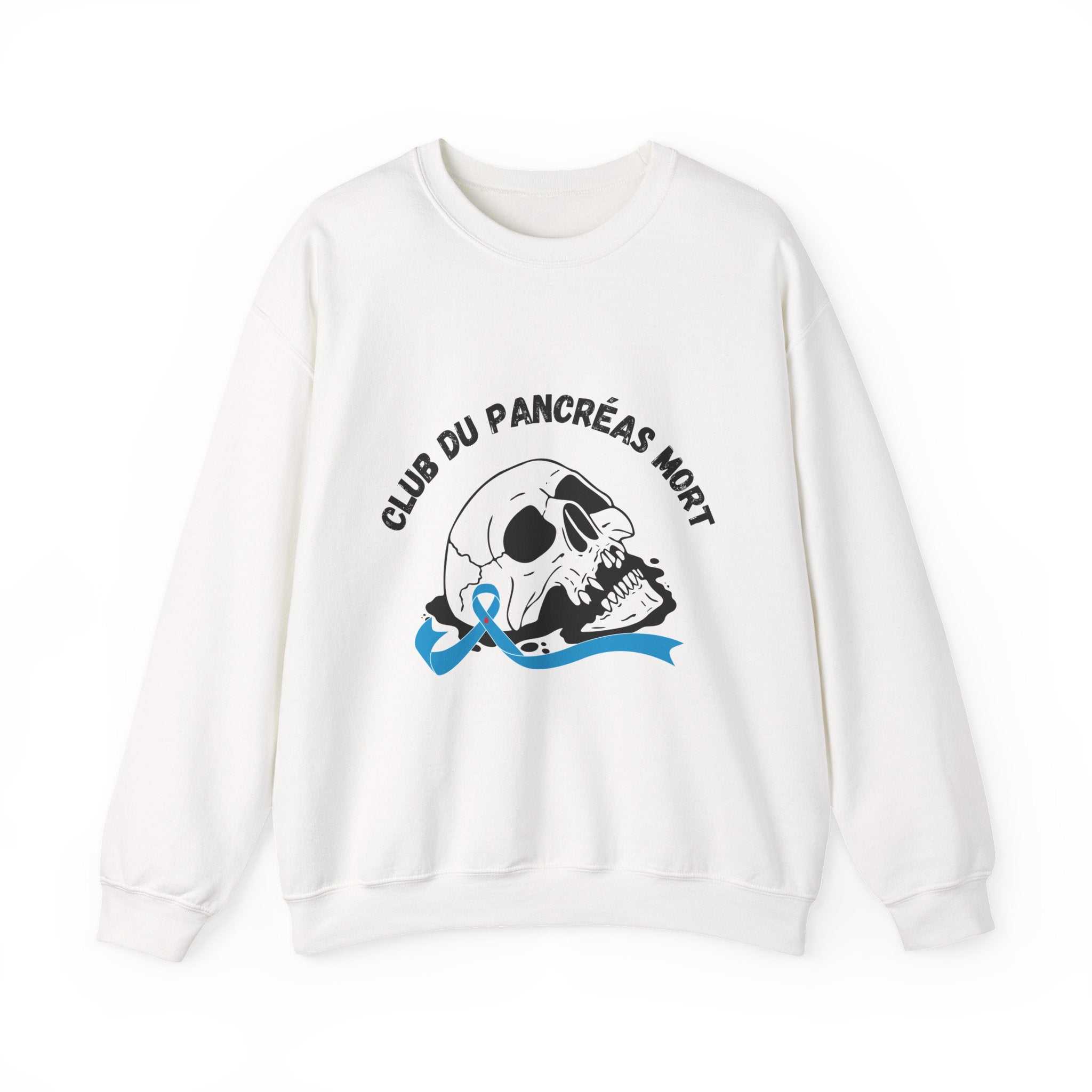 Skull & Blue Ribbon, Dead Pancreas Club (French) Sweatshirt The Diabuddies Store Sweatshirts $29.49