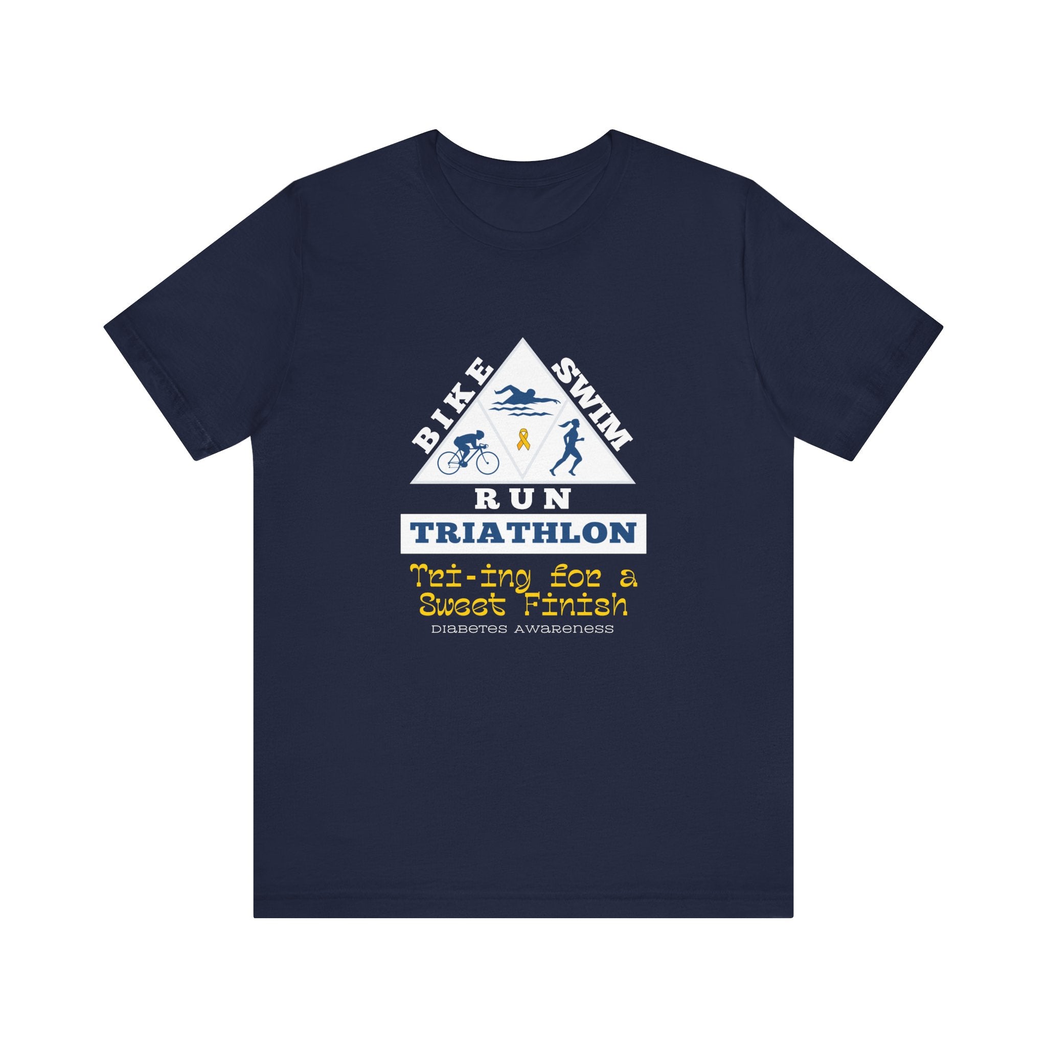 The Diabuddies Store Diabetes & Triathlon - Unisex Tee Diabetes & Triathlon - Unisex Tee: The "Tri-ing for a Sweet Finish" slogan is a powerful nod to both your athletic goals and your journey with diabetes. It's about achieving victory on your own terms.