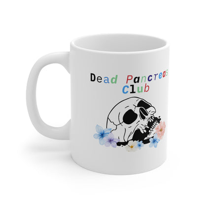 The Diabuddies Store Dead Pancreas Club, Skull & Flowers - Mug 11oz Dead Pancreas Club, Skull & Flowers - Mug 11oz: Welcome to the Dead Pancreas Club! This unique 11oz mug, featuring a cool skull and floral design, is perfect for those with a darkly humor