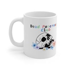The Diabuddies Store Dead Pancreas Club, Skull & Flowers - Mug 11oz Dead Pancreas Club, Skull & Flowers - Mug 11oz: Welcome to the Dead Pancreas Club! This unique 11oz mug, featuring a cool skull and floral design, is perfect for those with a darkly humor