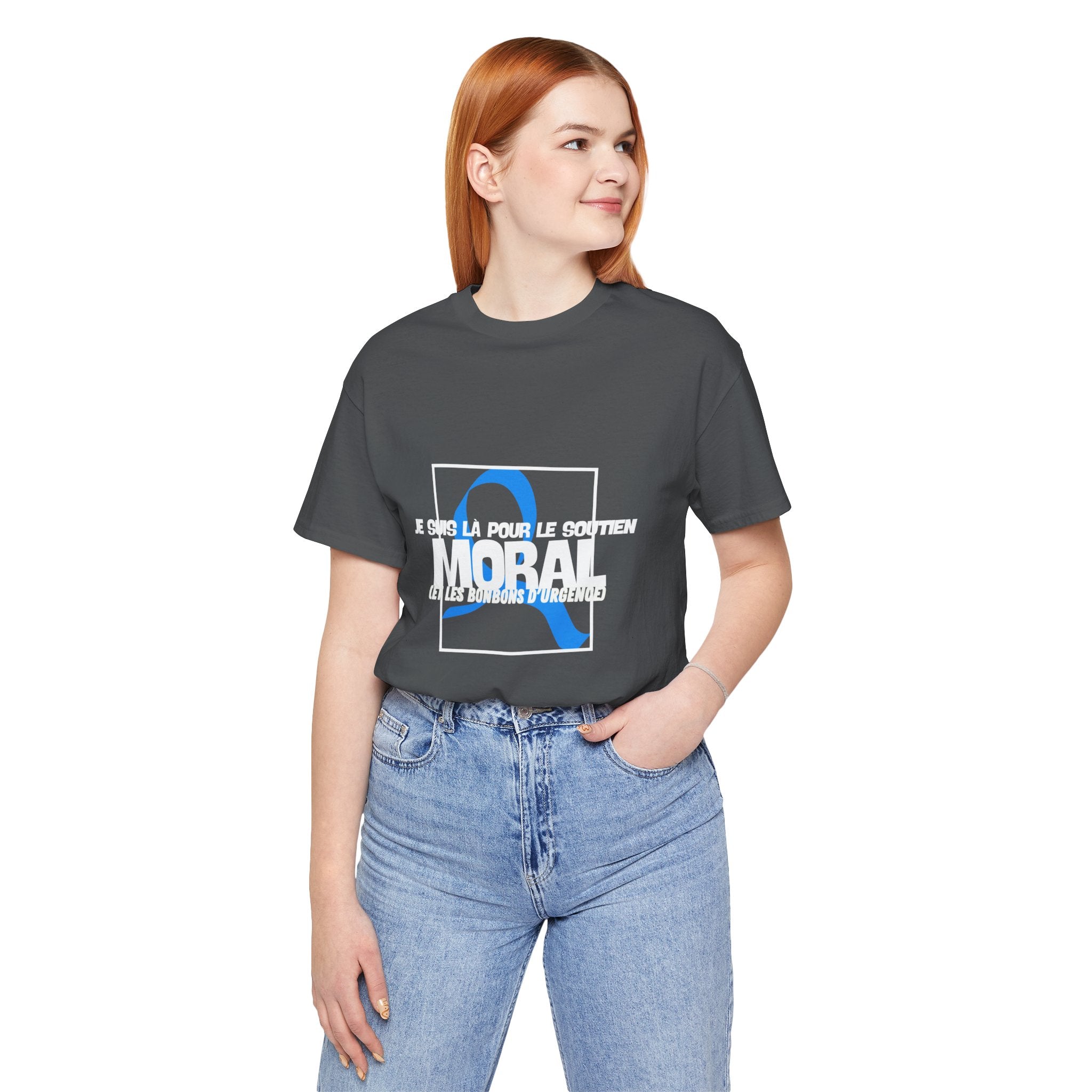 The Diabuddies Store Moral Support and Emergency Candy (French) - Unisex Tee Moral Support and Emergency Candy (French) - Unisex Tee: Being a friend to someone with diabetes means being ready for anything – from offering a listening ear to, well, having s