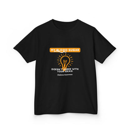 The Diabuddies Store My Blood Sugar Doesn't Agree - Kids Tee My Blood Sugar Doesn't Agree - Kids Tee: A humorous tee for the little warrior in your life. This "My Blood Sugar Doesn't Agree" Kids' Tee is a fun and relatable way to express the daily ups and