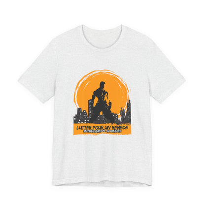 The Diabuddies Store Fighting for a Cure (French) - Unisex Tee Fighting for a Cure (French) - Unisex Tee: Make a statement that matters with this French Unisex Tee. This comfortable and versatile shirt is a powerful way to raise awareness and spark conver