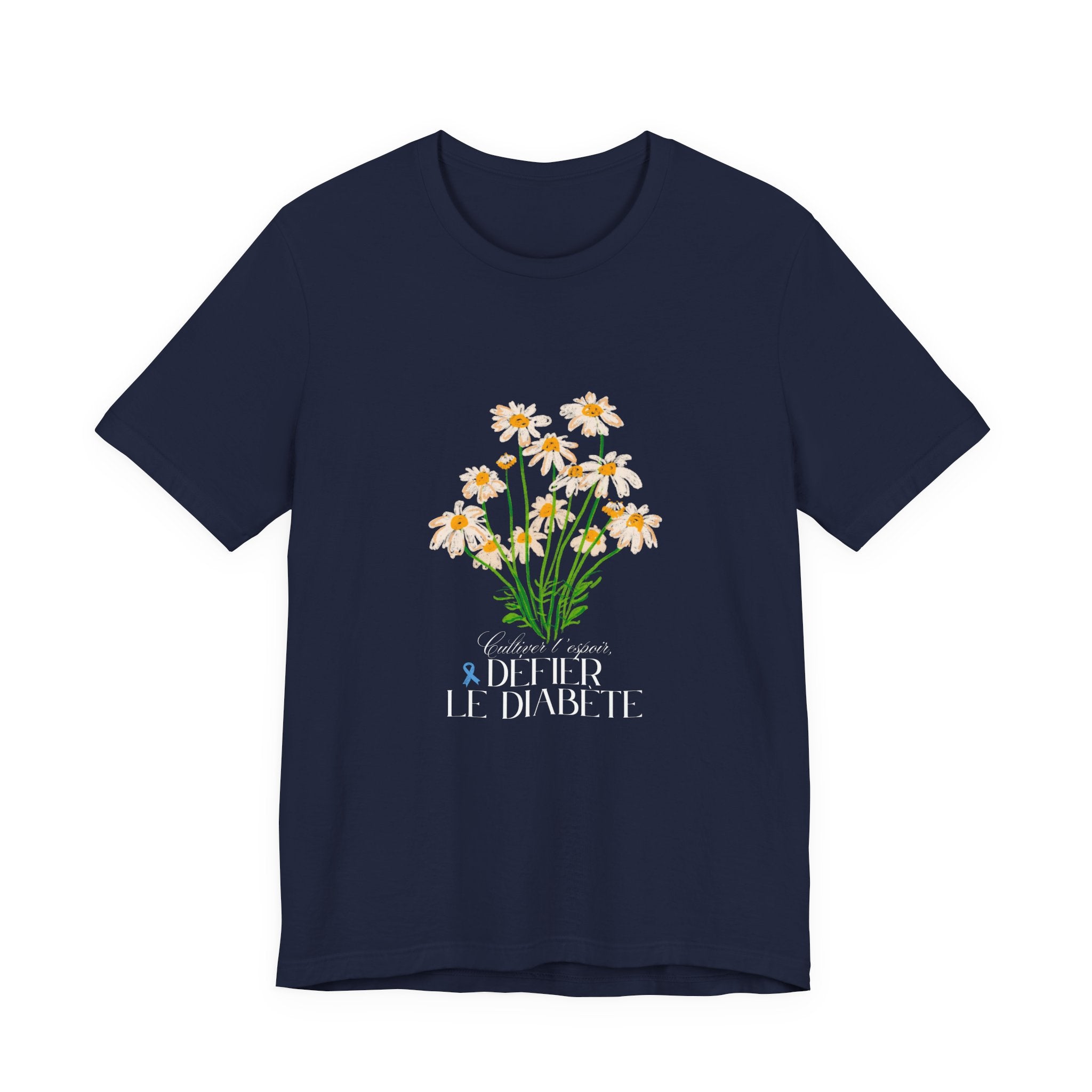 The Diabuddies Store Cultivating Hope, Defying Diabetes (French) - Unisex Tee Cultivating Hope, Defying Diabetes (French) - Unisex Tee: Wear your message of strength! Our "Cultivé l'espoir, Défié le diabète" Unisex Tee is more than just a comfortable shir