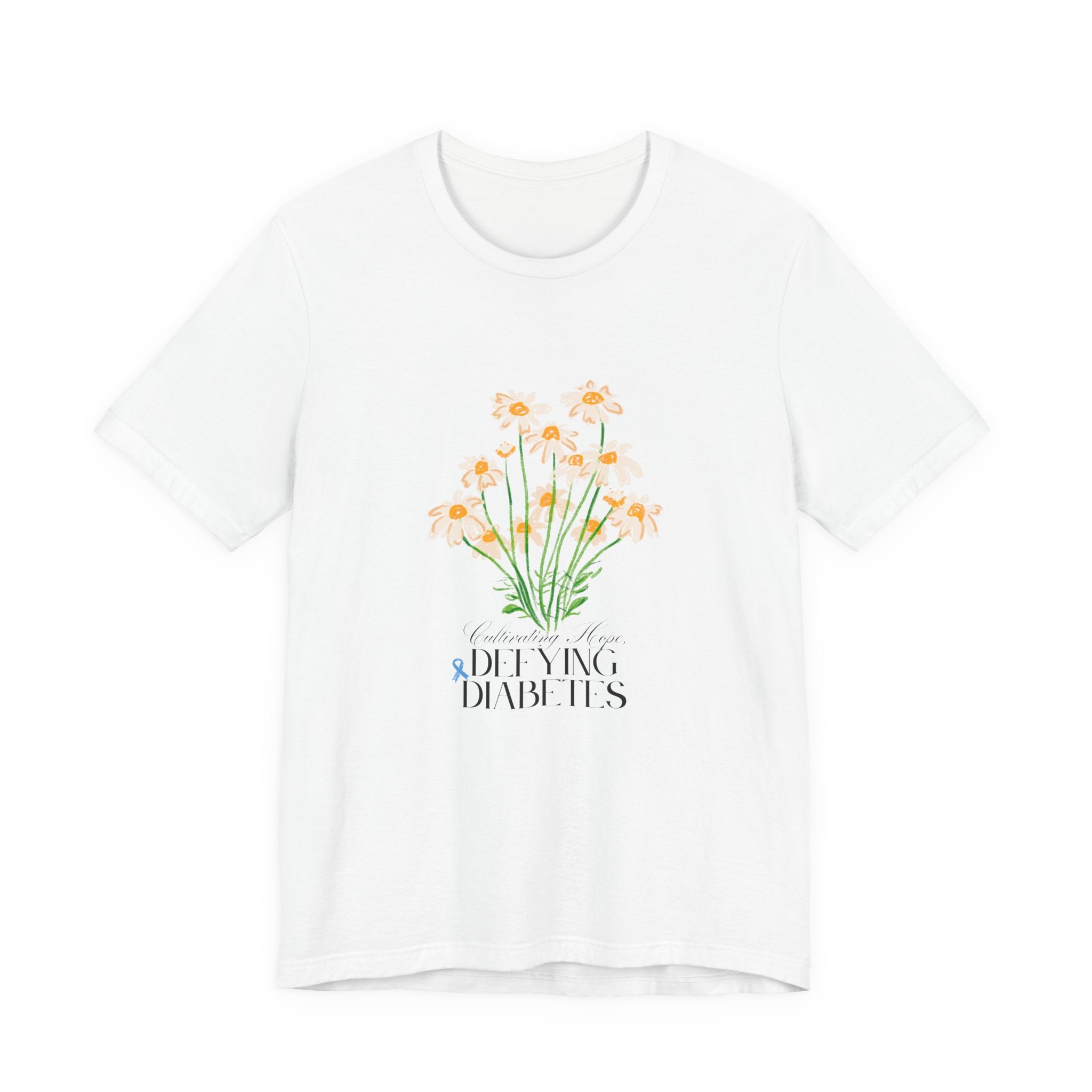 The Diabuddies Store Cultivating Hope, Defying Diabetes - Unisex Tee Cultivating Hope, Defying Diabetes - Unisex Tee: Wear your message of strength! Our "Cultivating Hope, Defying Diabetes" Unisex Tee is more than just a comfortable shirt; it's a powerful
