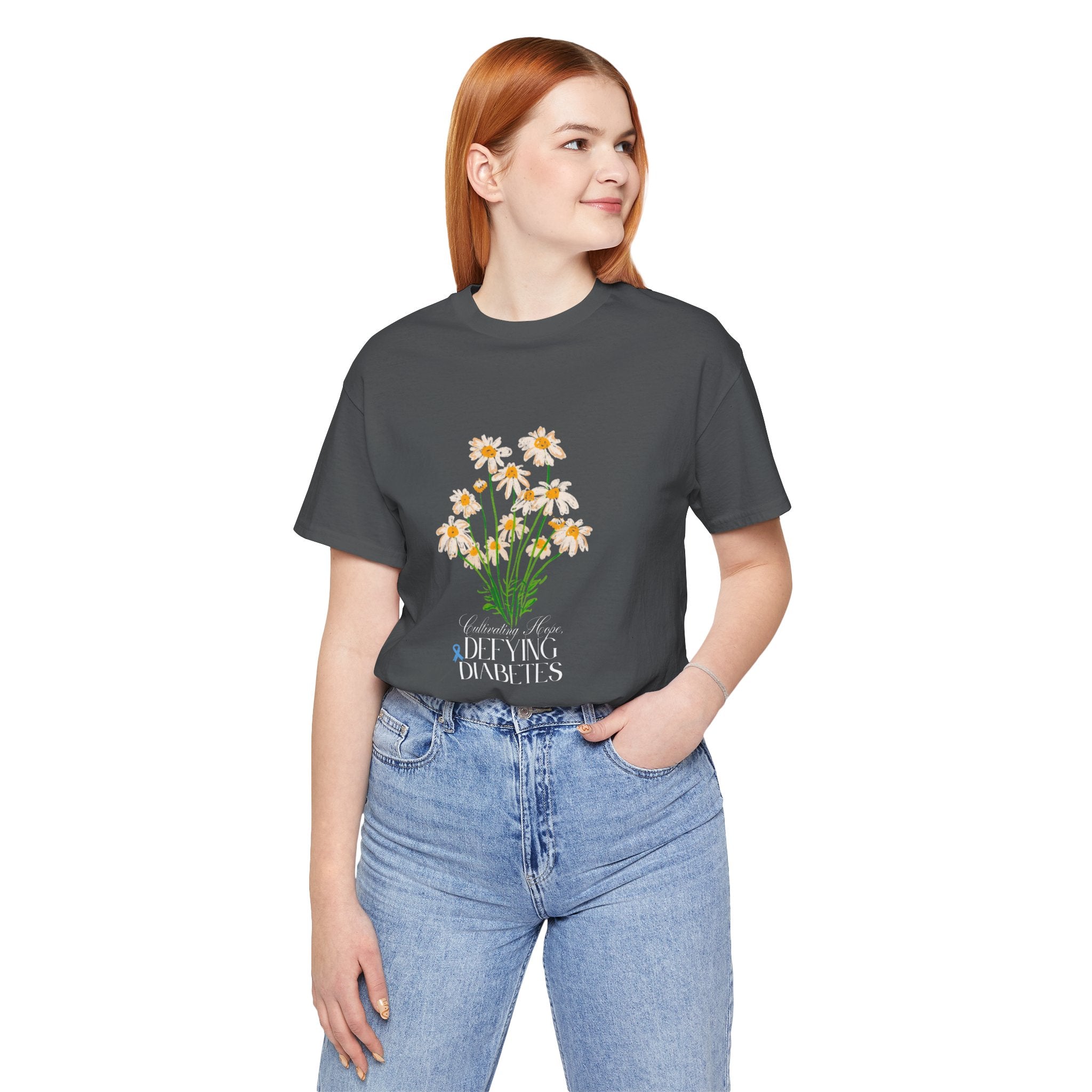 The Diabuddies Store Cultivating Hope, Defying Diabetes - Unisex Tee Cultivating Hope, Defying Diabetes - Unisex Tee: Wear your message of strength! Our "Cultivating Hope, Defying Diabetes" Unisex Tee is more than just a comfortable shirt; it's a powerful