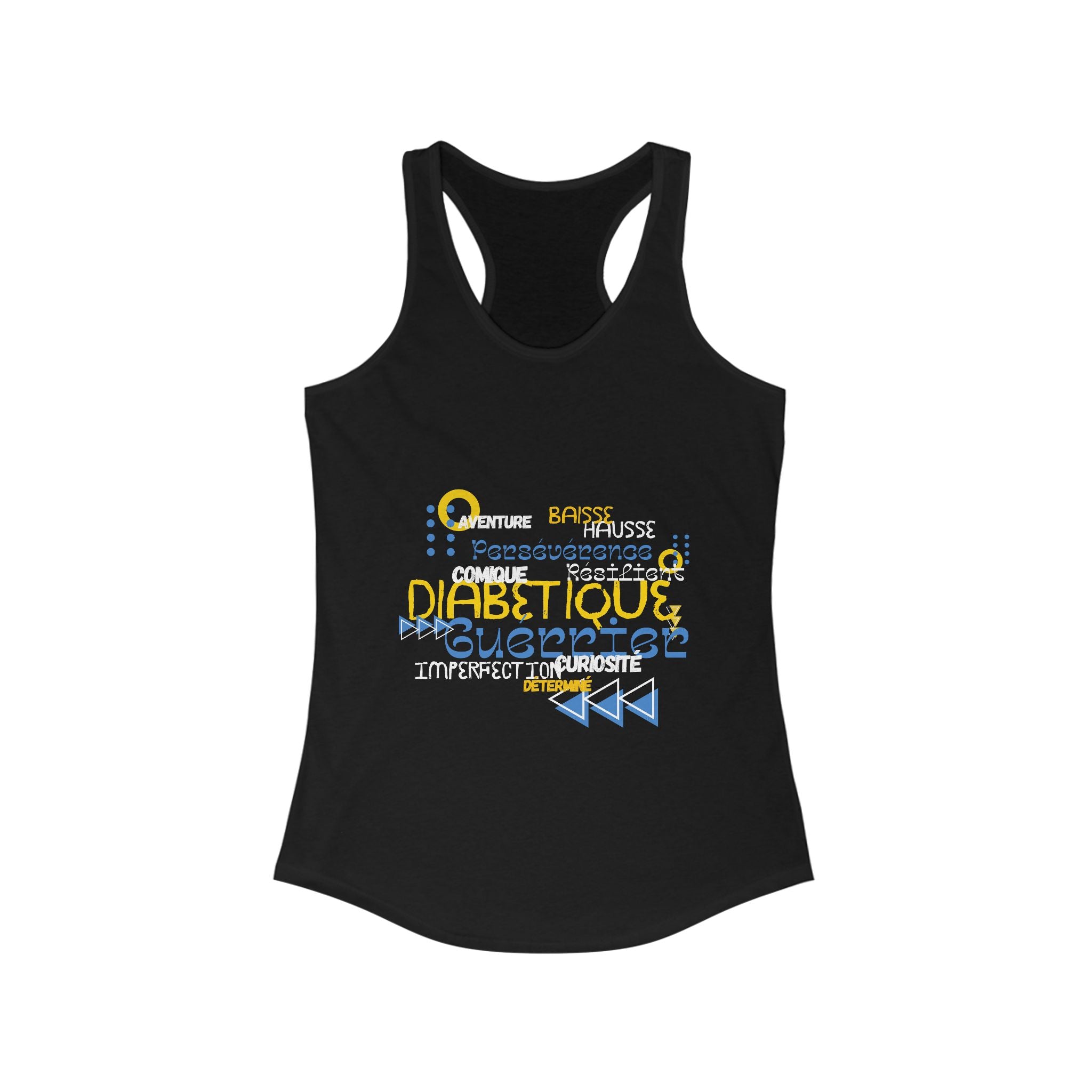 The Diabuddies Store Uplifted & Unleashed (French) - Racerback Tank Uplifted & Unleashed (French) - Racerback Tank: Embrace your strength, defy the odds. The "Uplifted & Unleashed" tank is more than just a tank; it's a vibrant testament to the diabetic wa
