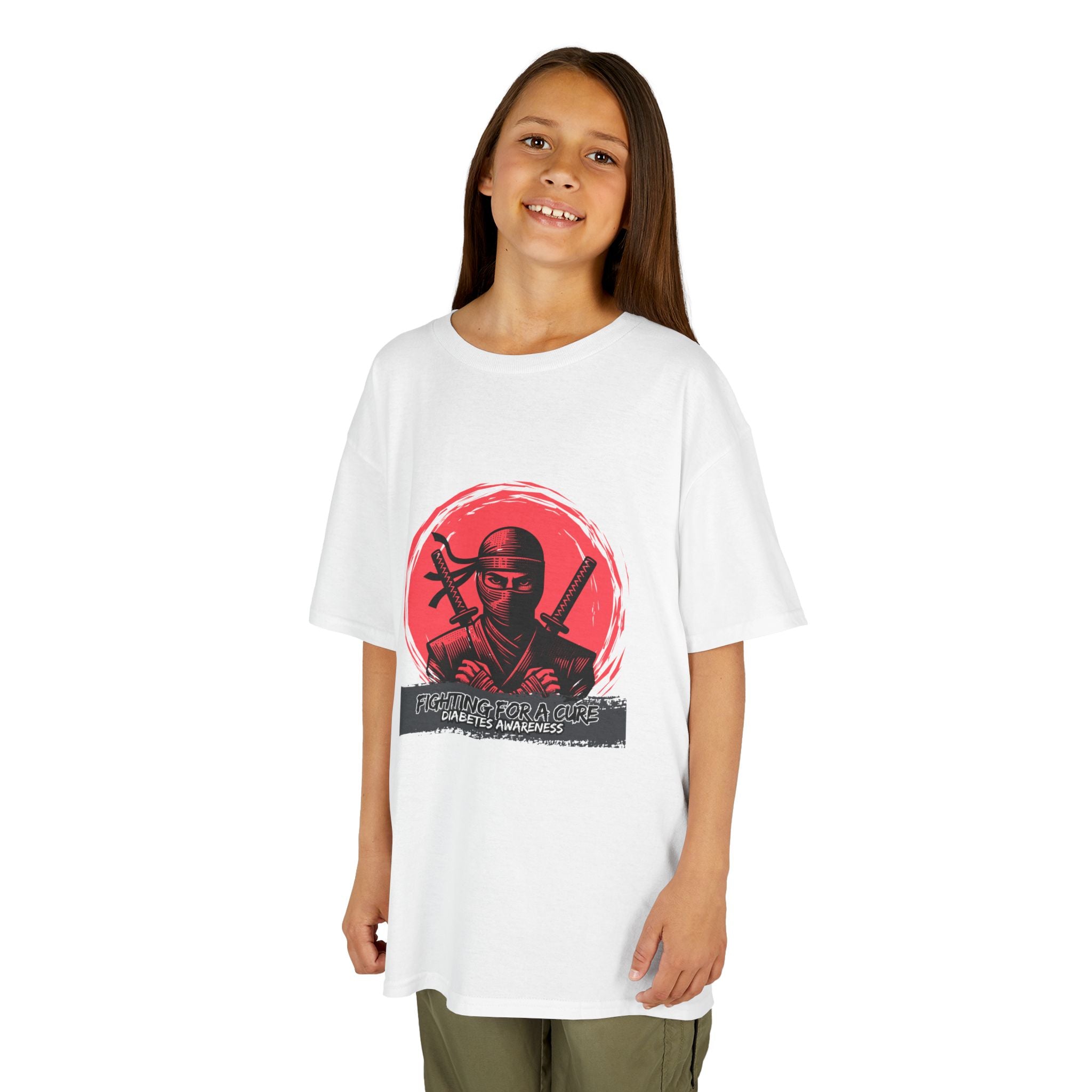 The Diabuddies Store Fighting for a Cure w/Ninja - Kids Tee Fighting for a Cure w/Ninja - Kids Tee: A soft, comfortable tee with a cool ninja ready for battle. A fun and empowering way for your child to show support! T-Shirts Kids clothes Birthday Gift Ki