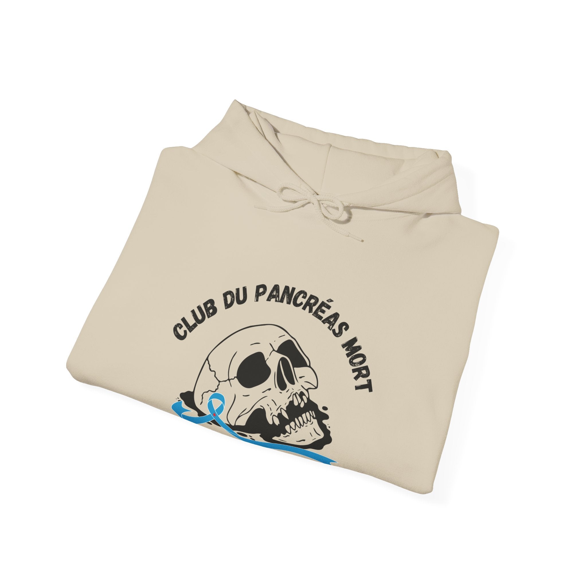 Skull & Blue Ribbon Dead Pancreas Club (French) Hoodie The Diabuddies Store Hoodies $32.41