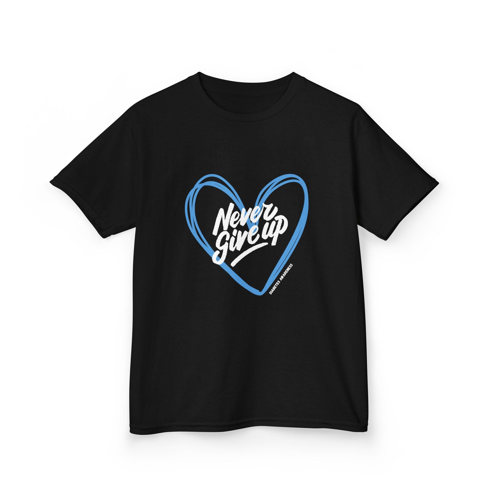 The Diabuddies Store Never Give Up - Kids Tee A powerful statement for the young warriors of the diabetes community. This super soft, comfortable Tee is the perfect way to share a message of strength, resilience, and hope. T-Shirts Kids clothes Birthday G