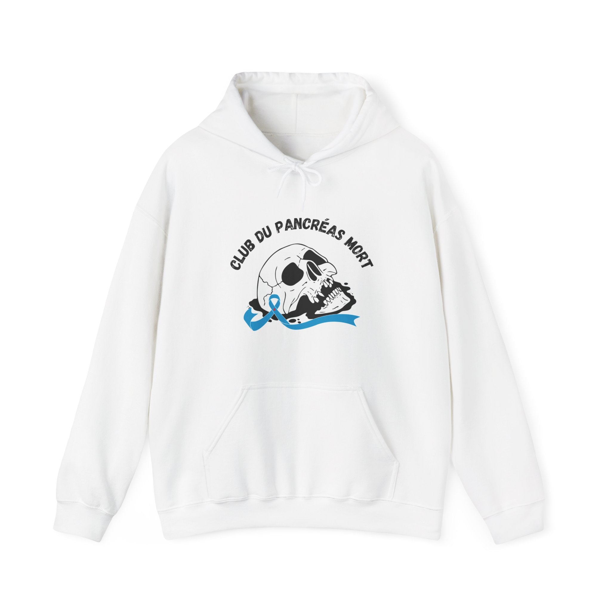 Skull & Blue Ribbon Dead Pancreas Club (French) Hoodie The Diabuddies Store Hoodies $32.41