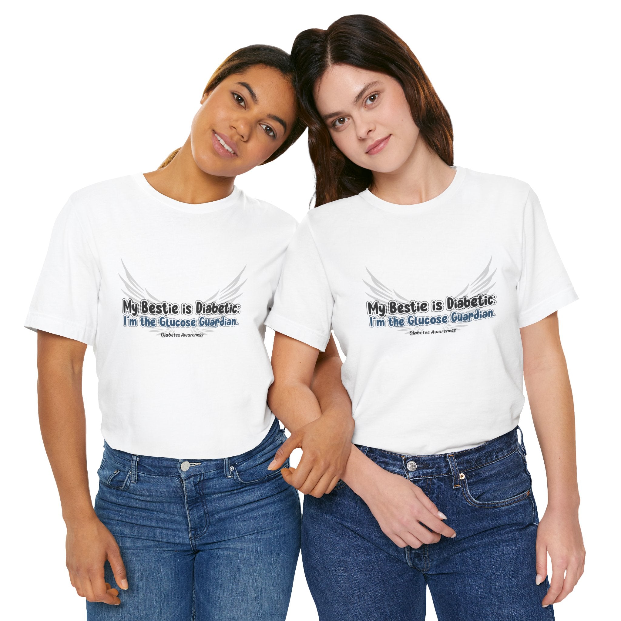 The Diabuddies Store My Bestie is Diabetic, I'm the Guardian - Unisex Tee My Bestie is Diabetic, I'm the Guardian - Unisex Tee: Celebrate your vital role! A proud statement of your commitment & unique connection as a guardian. T-Shirts $22.50
