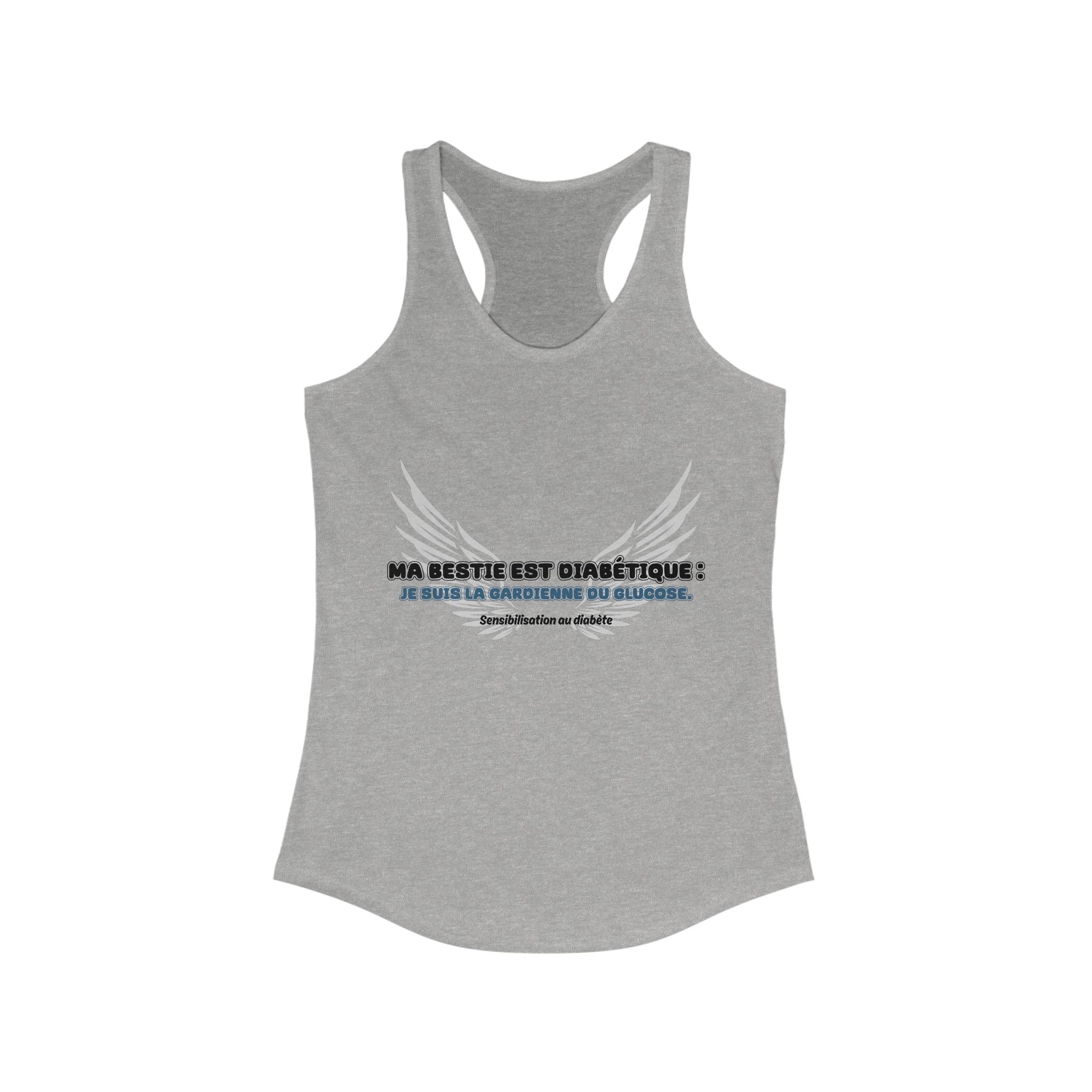 The Diabuddies Store My Bestie is Diabetic (French / Ma Bestie, Guardienne) - Racerback Tank My Bestie is Diabetic (French / Ma Bestie, Guardienne) - Racerback Tank: Celebrate your vital role! A proud declaration of your commitment and unique connection T
