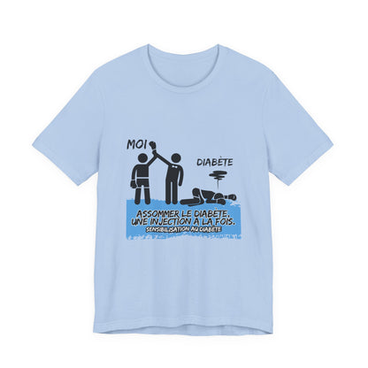 The Diabuddies Store Knocking out Diabetes (French) - Unisex Tee Knocking out Diabetes (French) - Unisex Tee: Make a bold statement with our French Unisex Tee. This funny yet powerful shirt is for the fighters, the advocates, and the champions who face di