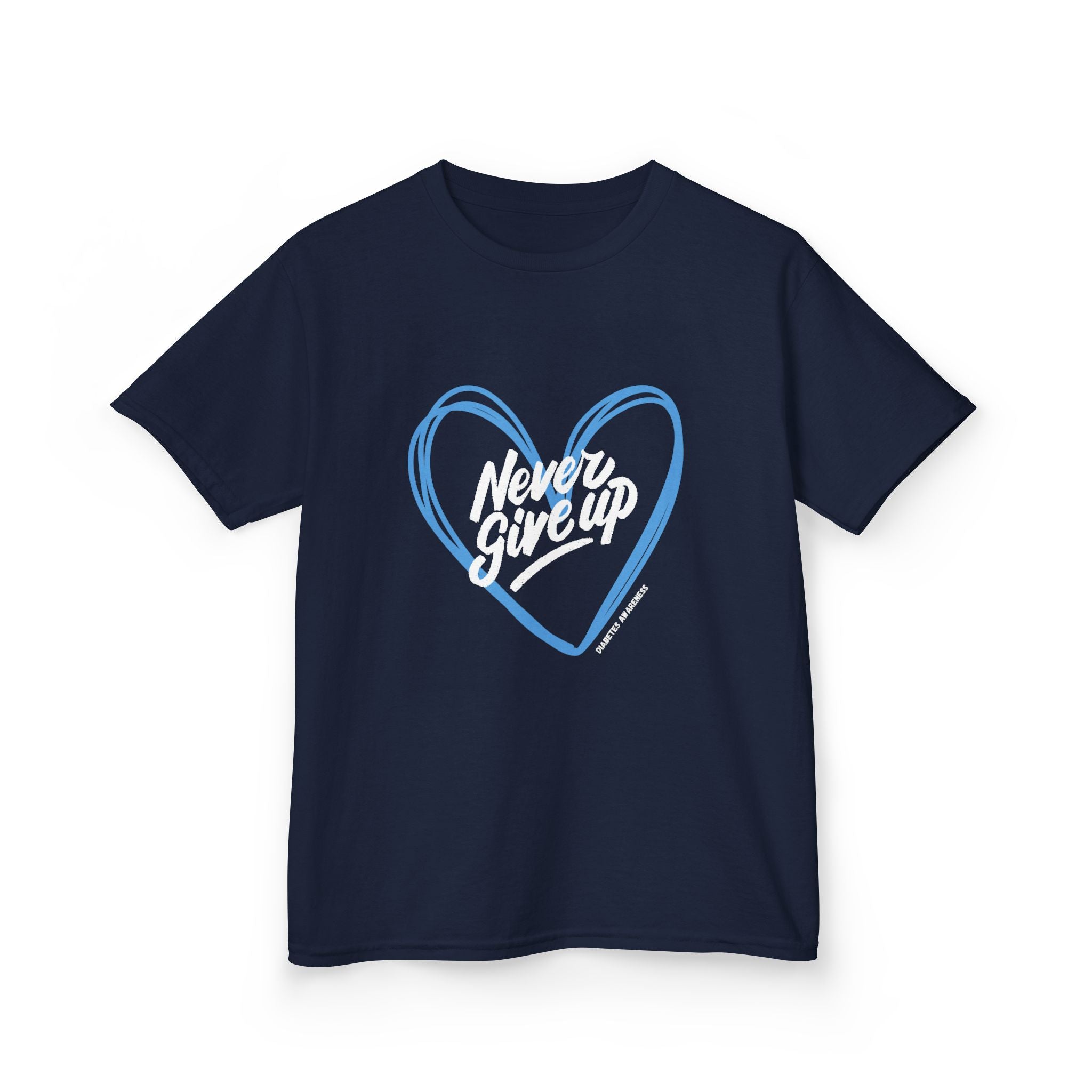 The Diabuddies Store Never Give Up - Kids Tee A powerful statement for the young warriors of the diabetes community. This super soft, comfortable Tee is the perfect way to share a message of strength, resilience, and hope. T-Shirts Kids clothes Birthday G