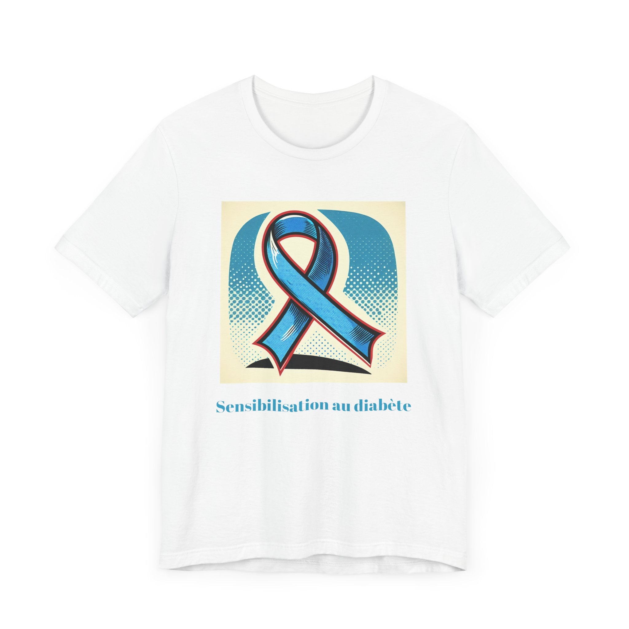 Diabetes Awareness, Blue Ribbon (French) - Unisex Tee The Diabuddies Store T-Shirts $22.50