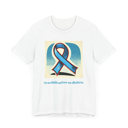 Diabetes Awareness, Blue Ribbon (French) - Unisex Tee The Diabuddies Store T-Shirts $22.50