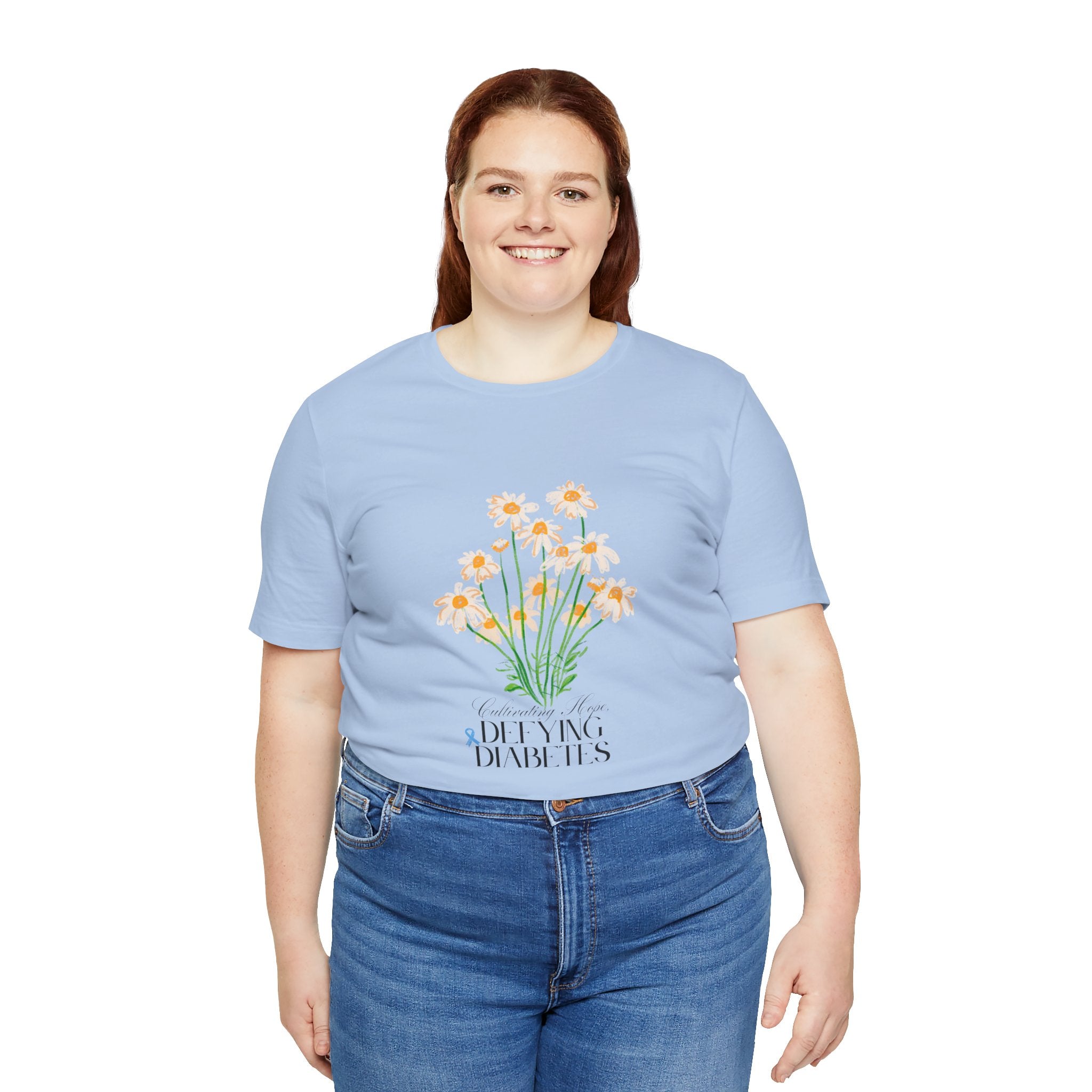 The Diabuddies Store Cultivating Hope, Defying Diabetes - Unisex Tee Cultivating Hope, Defying Diabetes - Unisex Tee: Wear your message of strength! Our "Cultivating Hope, Defying Diabetes" Unisex Tee is more than just a comfortable shirt; it's a powerful
