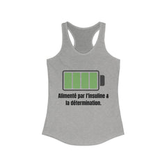 The Diabuddies Store Powered by Insulin (French) - Racerback Tank Powered by Insulin (French) - Racerback Tank: Wear your power with pride! Our "Alimenté par l'insuline et la détermination" Racerback Tank is a bold, comfortable statement of strength and g