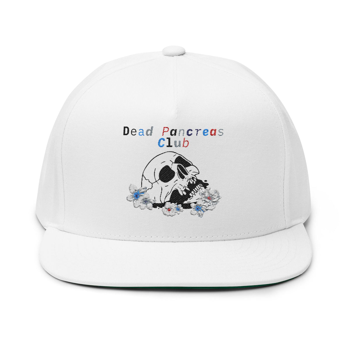 Skull & Flowers, Dead Pancreas Club - Flat Bill Cap The Diabuddies Store Baseball Caps $30.63