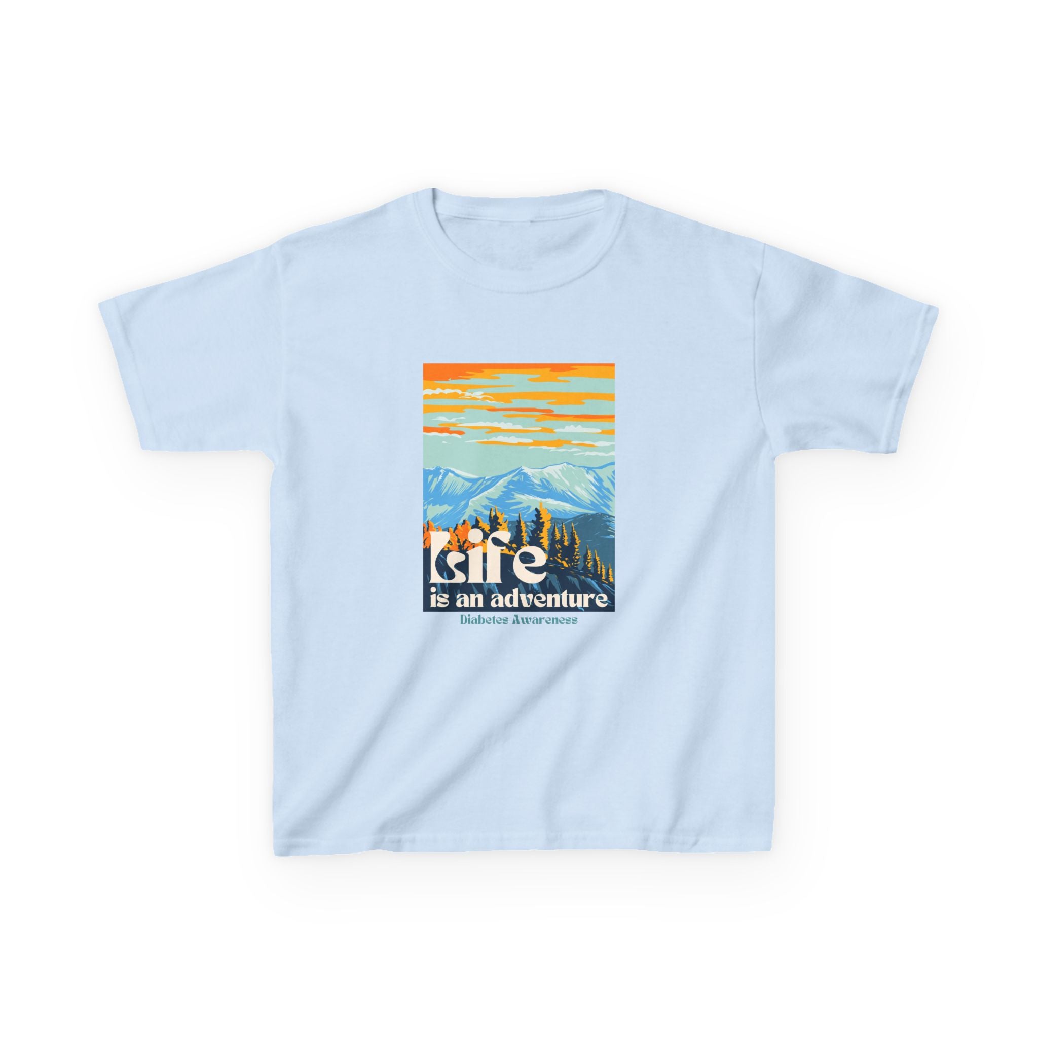 The Diabuddies Store Life is an Adventure, Mountains - Kids Tee Life is an Adventure, Mountains - Kids Tee: Inspire your little explorer with our "Life is an Adventure, Mountains" Kids Tee! This super soft and comfortable t-shirt is perfect for young adve