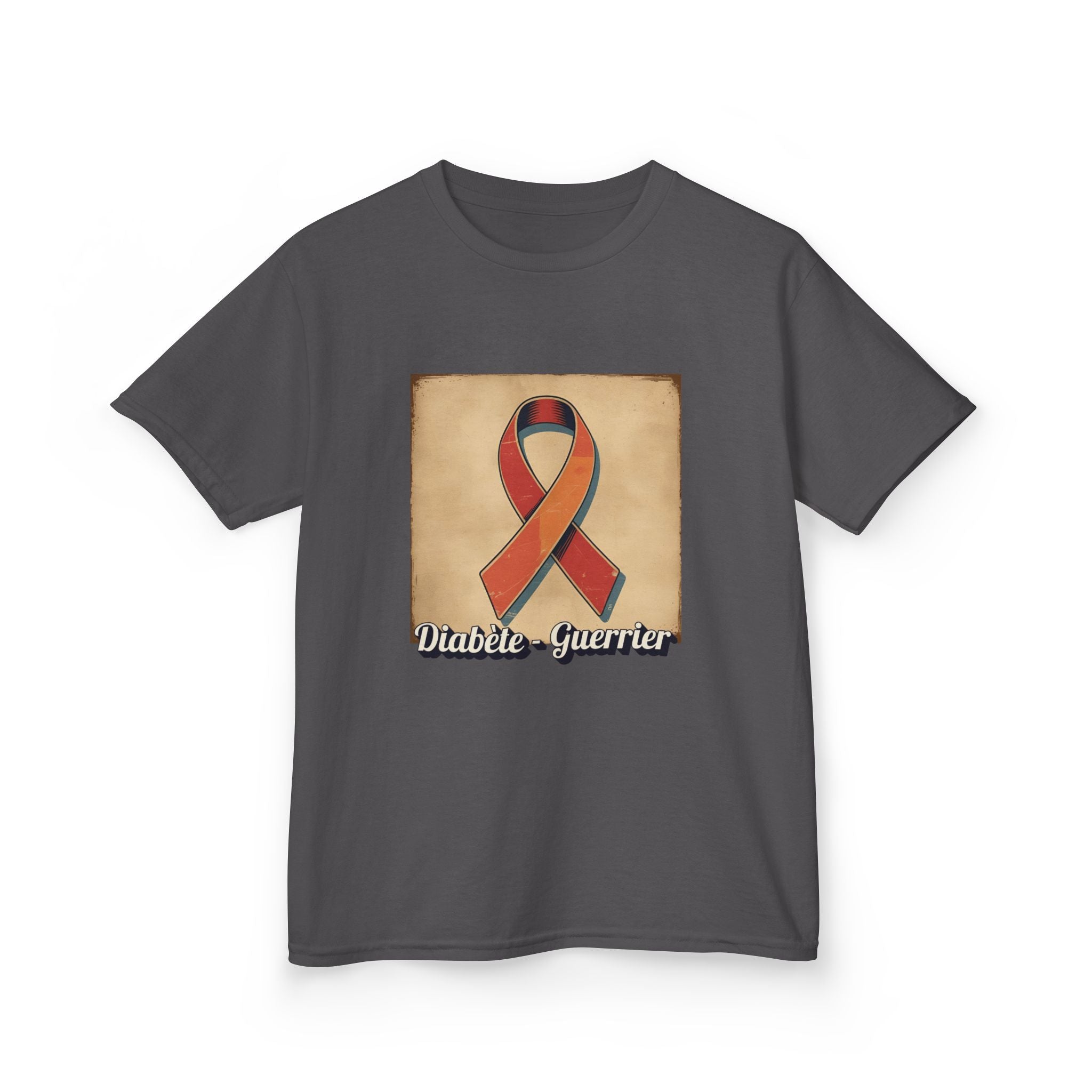 The Diabuddies Store Diabetes Warrior, Retro Look (French / Guerrier) - Kids Tee Diabetes Warrior, Retro Look (French / Guerrier) - Kids Tee: Let your young one show off their strength and style with our "Diabète Guerrier" Retro Look French Kids Tee! T-Sh