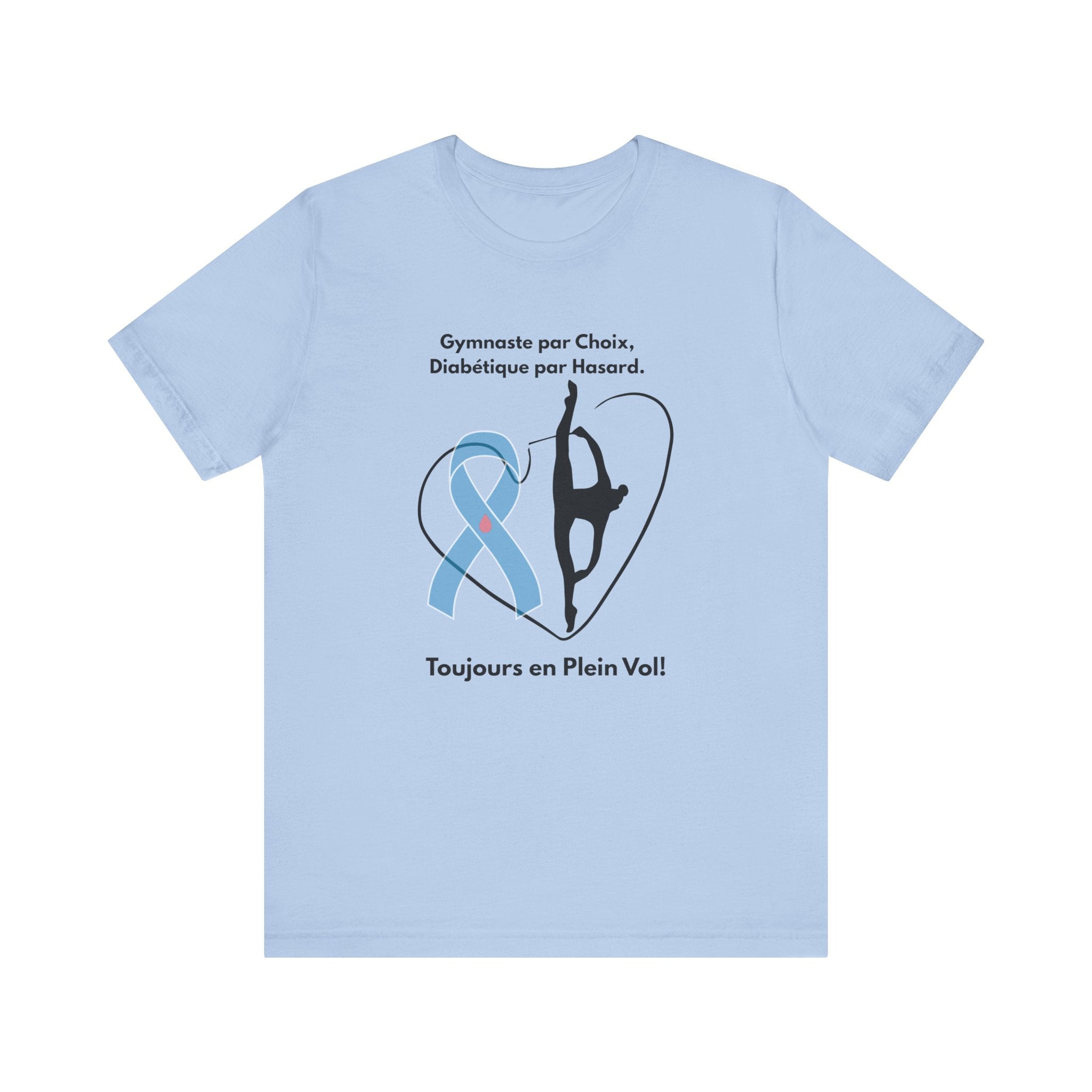 The Diabuddies Store Diabetes & Gymnastics (French) - Unisex Tee Diabetes & Gymnastics (French) - Unisex Tee: Defy expectations and tumble forward! This comfortable racerback tank is designed for the resilient gymnast who manages diabetes with grace and s