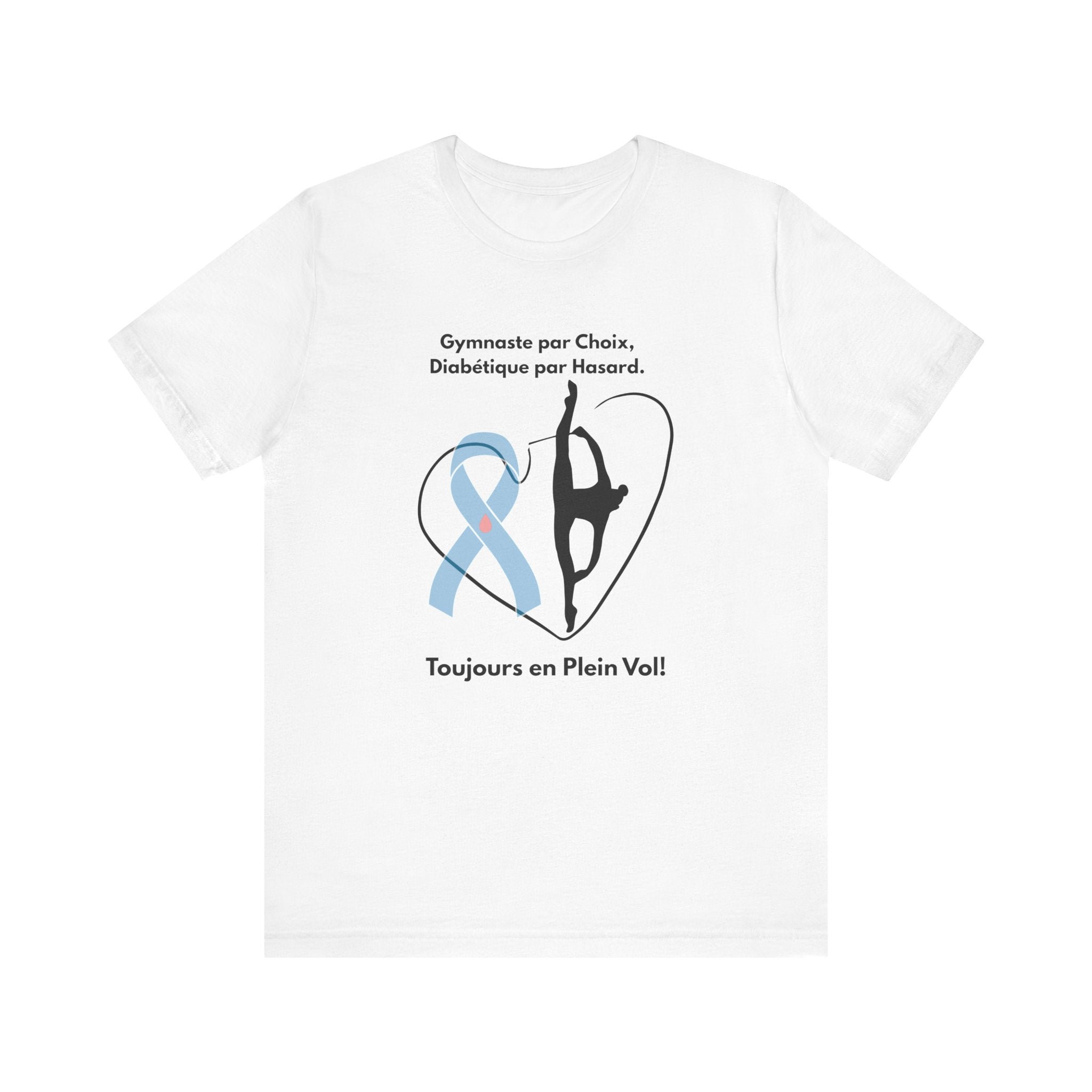 The Diabuddies Store Diabetes & Gymnastics (French) - Unisex Tee Diabetes & Gymnastics (French) - Unisex Tee: Defy expectations and tumble forward! This comfortable racerback tank is designed for the resilient gymnast who manages diabetes with grace and s