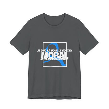 The Diabuddies Store Moral Support and Emergency Candy (French) - Unisex Tee Moral Support and Emergency Candy (French) - Unisex Tee: Being a friend to someone with diabetes means being ready for anything – from offering a listening ear to, well, having s