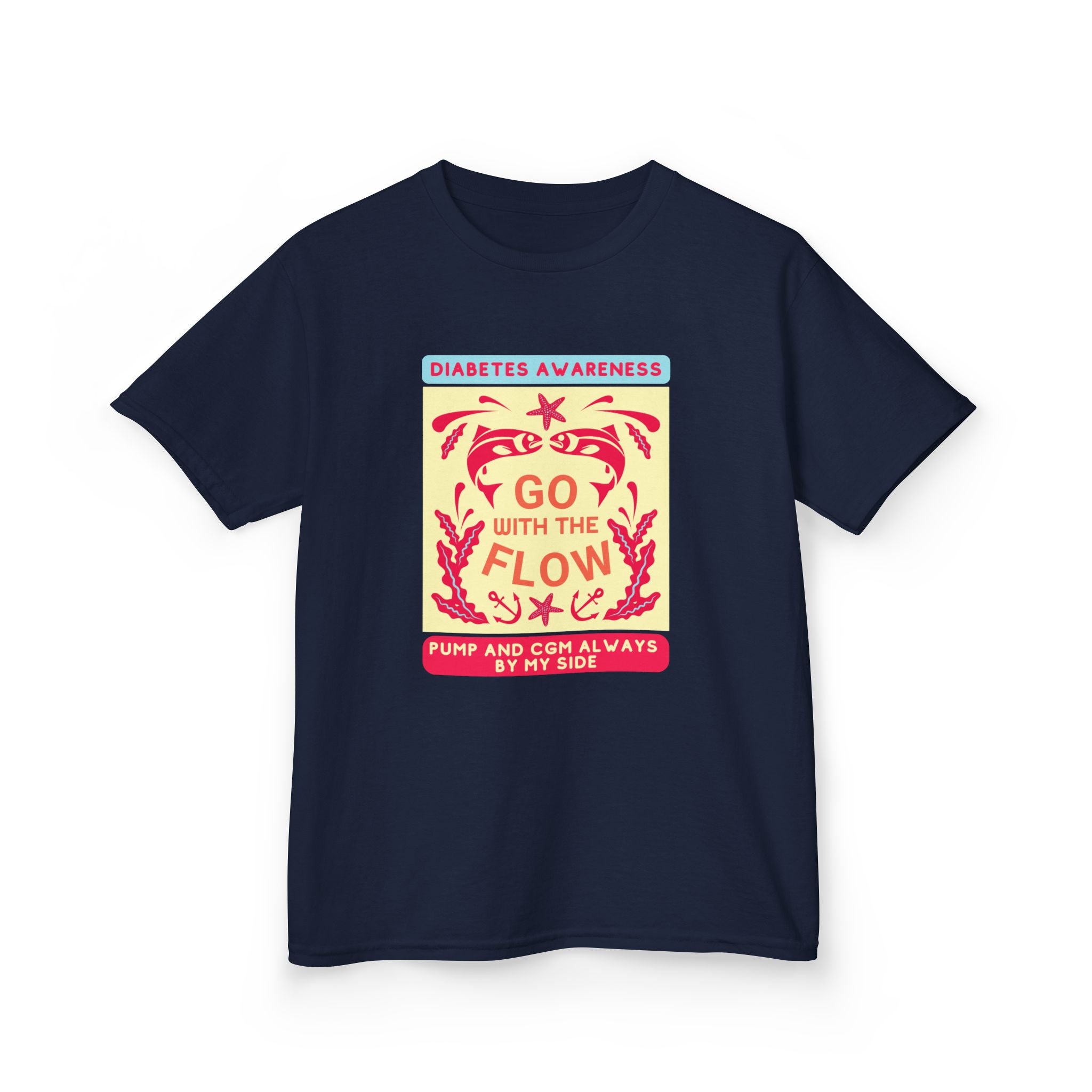 The Diabuddies Store Go with the Flow - Kids Tee Go with the Flow - Kids Tee: Embrace your journey with confidence in our vibrant "Go with the Flow" kids Tee. Engineered for those who live with a pump and CGM, this tank ensures your devices are always wit