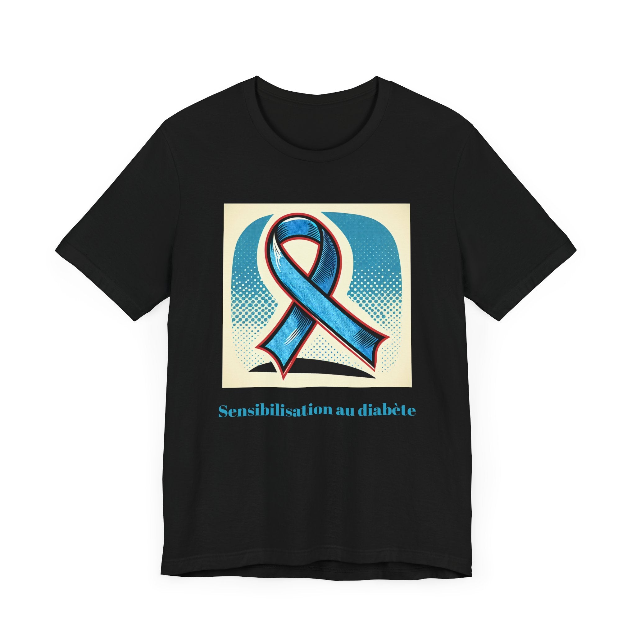 Diabetes Awareness, Blue Ribbon (French) - Unisex Tee The Diabuddies Store T-Shirts $22.50
