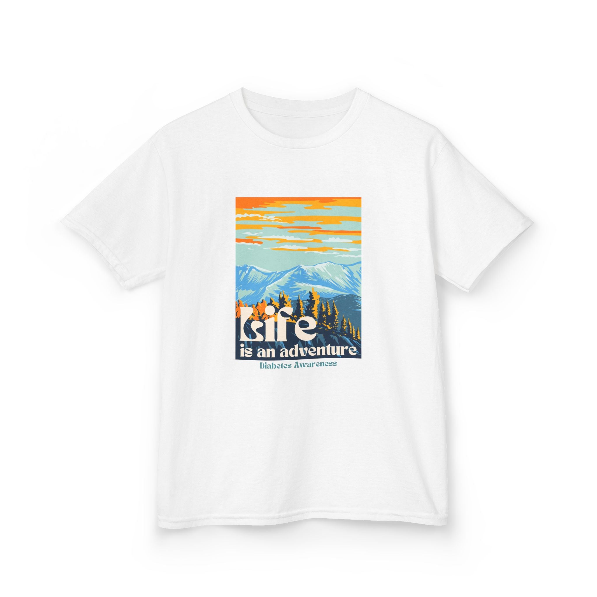 The Diabuddies Store Life is an Adventure, Mountains - Kids Tee Life is an Adventure, Mountains - Kids Tee: Inspire your little explorer with our "Life is an Adventure, Mountains" Kids Tee! This super soft and comfortable t-shirt is perfect for young adve