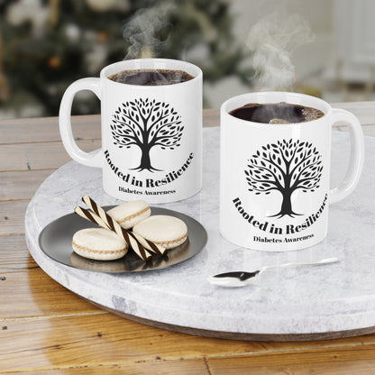 The Diabuddies Store Rooted in Resilience - Mug 11oz Rooted in Resilience (French) - Mug 11oz: Start your day with a powerful reminder! Our "Rooted in Resilience" 11oz mug is more than just a cup; it's a daily affirmation. Crafted from durable ceramic, th