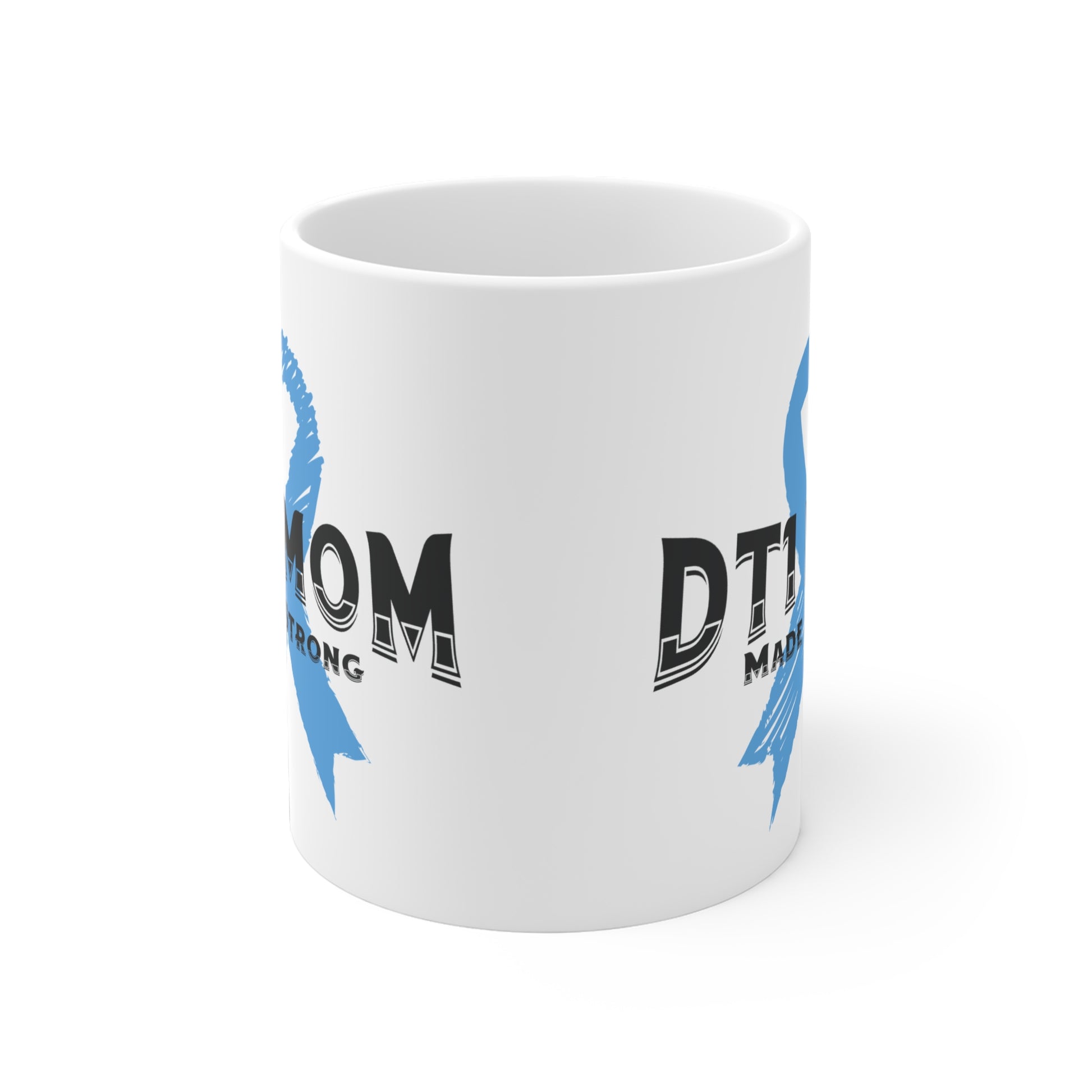 The Diabuddies Store DT1 Mom, Made Strong - Mug 11oz DT1 Mom, Made Strong - 11oz Mug: Celebrate the incredible strength of Type 1 moms with our "DT1 Mom, Made Strong" 11oz ceramic mug. It's a daily tribute to their resilience, dedication, and unwavering l