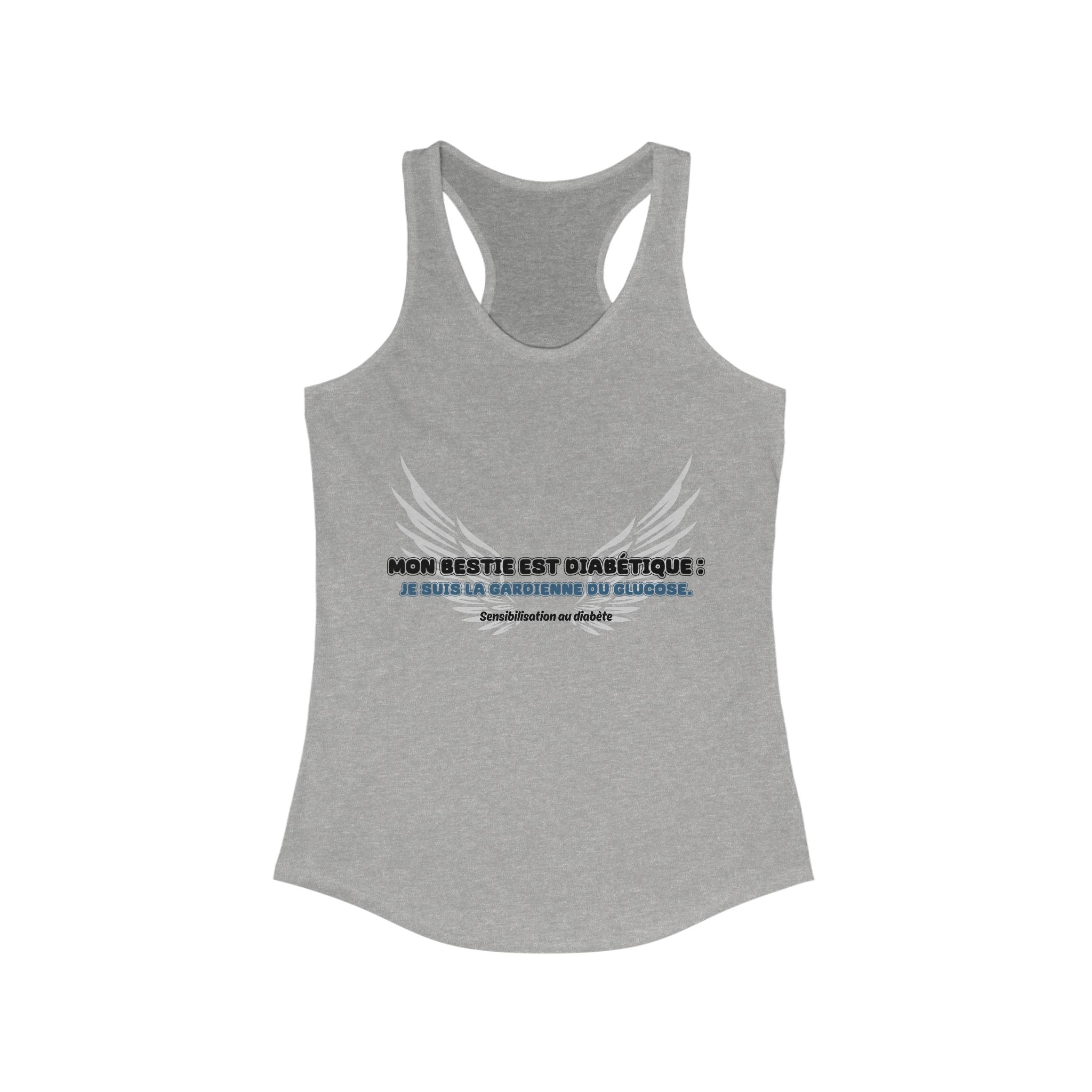 The Diabuddies Store My Bestie is Diabetic (French / Mon Bestie, Guardienne) Racerback Tank My Bestie is Diabetic (French / Mon Bestie, Guardienne) Racerback Tank: Celebrate your vital role! A proud declaration of your commitment and unique connection. Ta