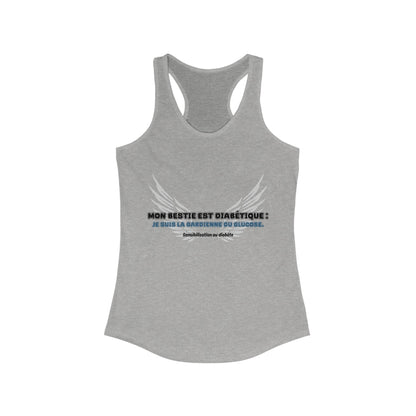 The Diabuddies Store My Bestie is Diabetic (French / Mon Bestie, Guardienne) Racerback Tank My Bestie is Diabetic (French / Mon Bestie, Guardienne) Racerback Tank: Celebrate your vital role! A proud declaration of your commitment and unique connection. Ta