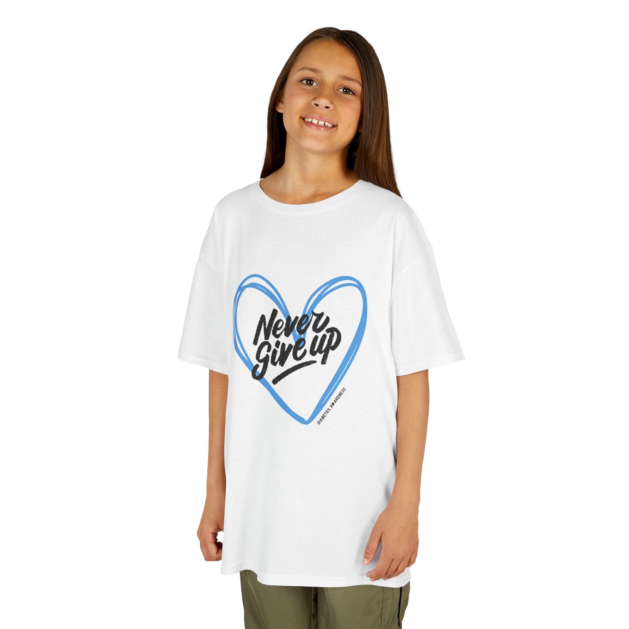 The Diabuddies Store Never Give Up - Kids Tee A powerful statement for the young warriors of the diabetes community. This super soft, comfortable Tee is the perfect way to share a message of strength, resilience, and hope. T-Shirts Kids clothes Birthday G