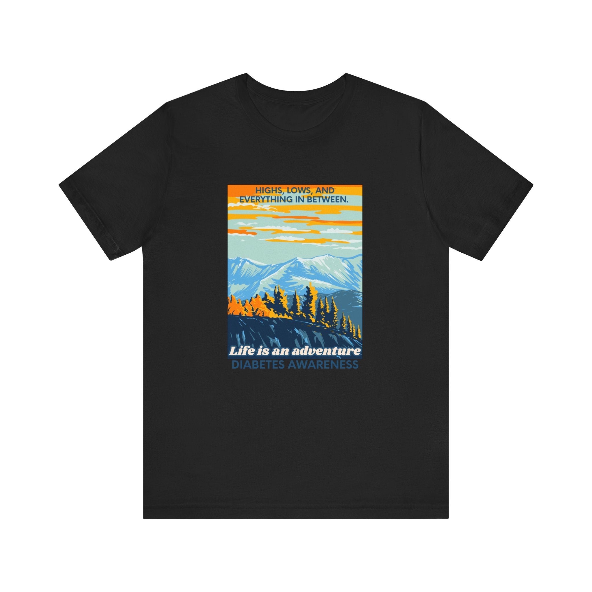 The Diabuddies Store Life is an Adventure, Highs & Lows - Unisex Tee - Unisex Tee Life is an Adventure, Highs & Lows - Unisex Tee - Unisex Tee: Embrace every twist and turn of your journey with our Diabetes: Life is an Adventure - Unisex Tee. Designed for